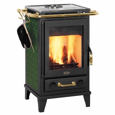Poêle Fireplace Florenz acier noir, céramique verte dans la boutique kamdi24