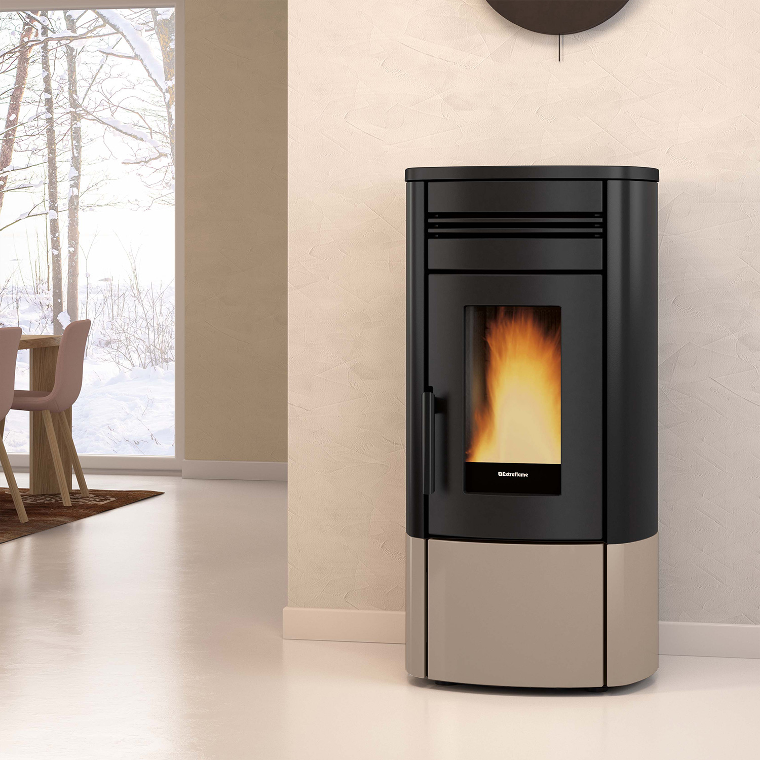 Extraflame Evolution Line Noris Plus poêle à granulés acier gris tourterelle Extraflame Evolution Line Noris Plus poêle à granulés acier gris tourterelle