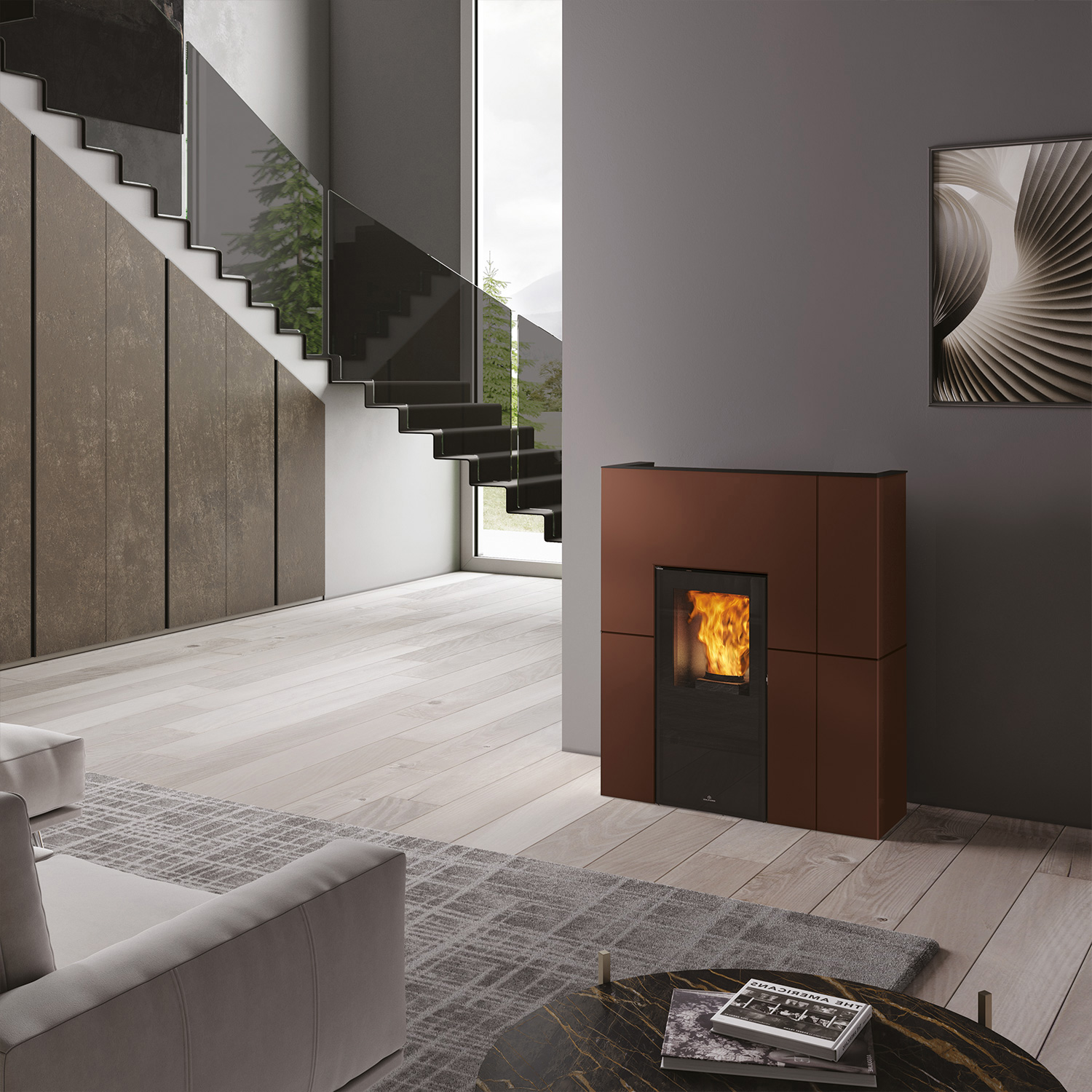 Edilkamin Blade H 15 Evo poêle à granulés bouilleur acier bronze