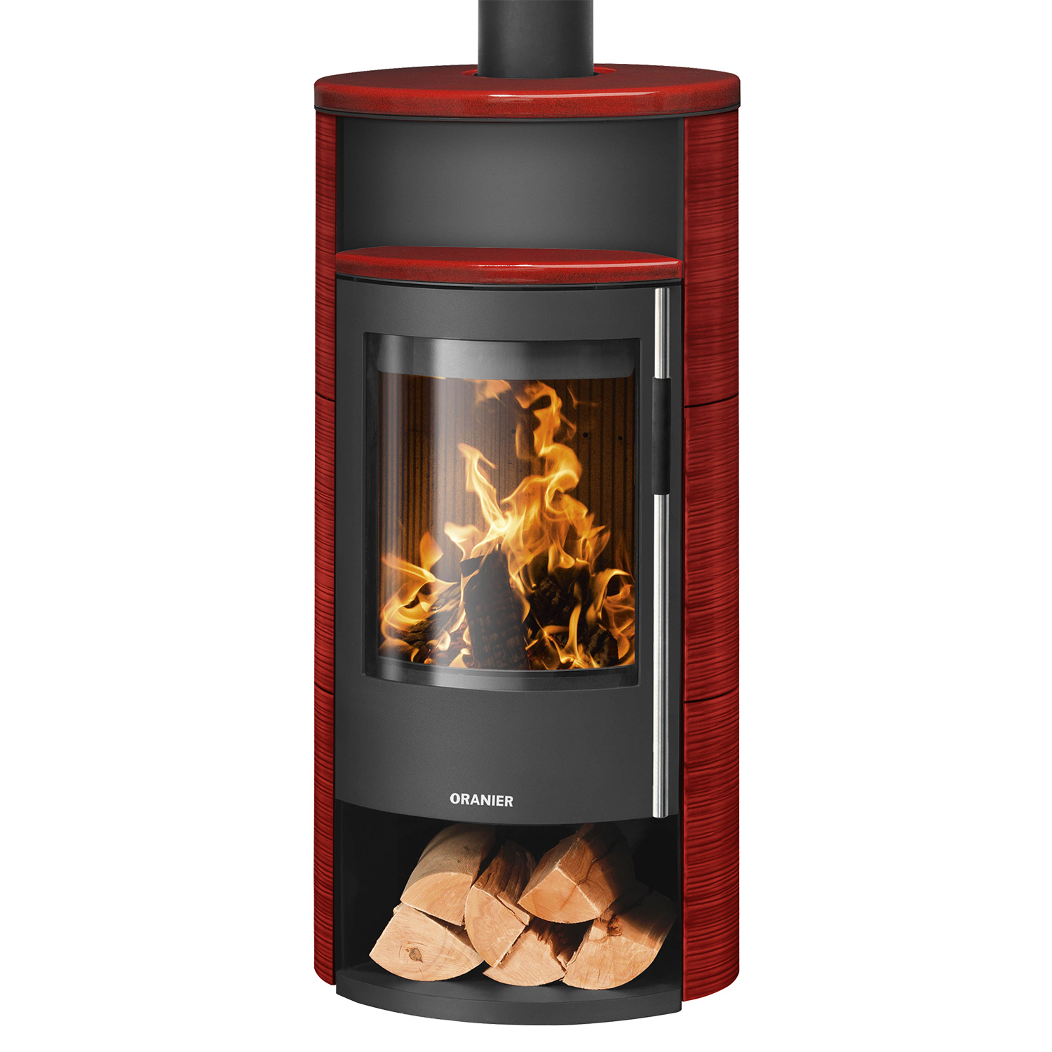 Oranier Polar Neo 6 Poêle à bois Acier Noir / Céramique Rouge Paprika, DIBt