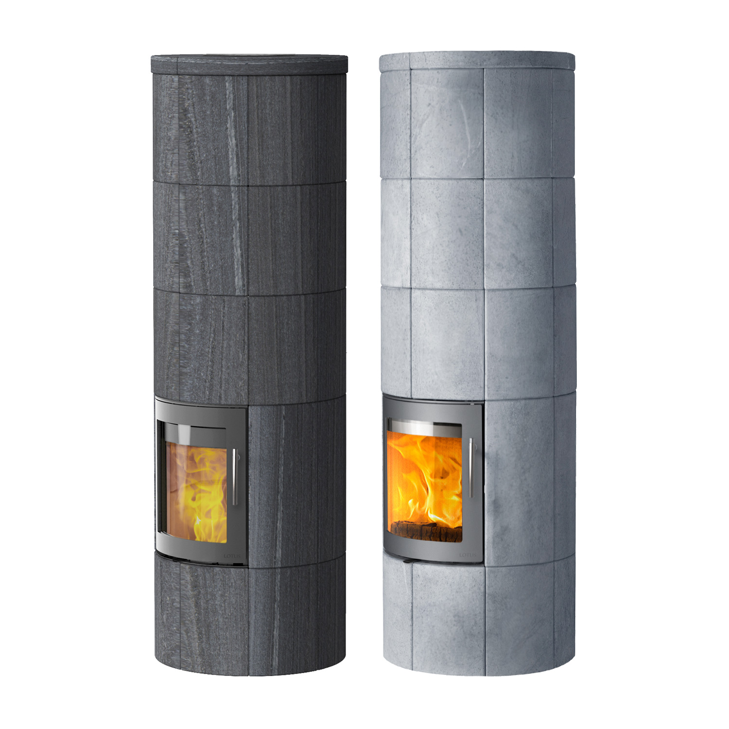 Poêle à bois Lotus M3 Gris / Pierre ollaire, évacuation des fumées par le haut