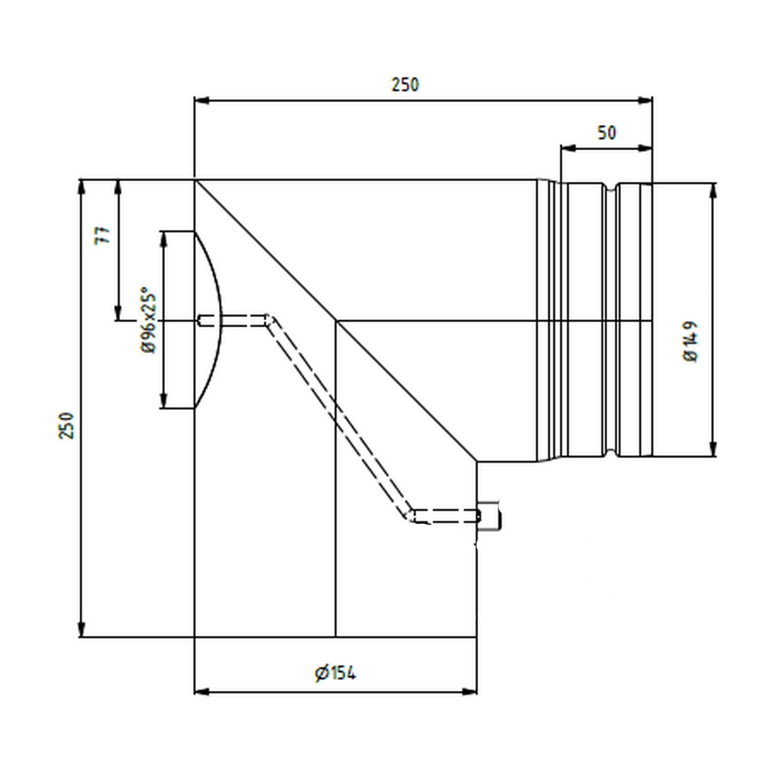 Raik coude LS diamètre 150/90° rétréci 2-pièces avec porte insérée noir