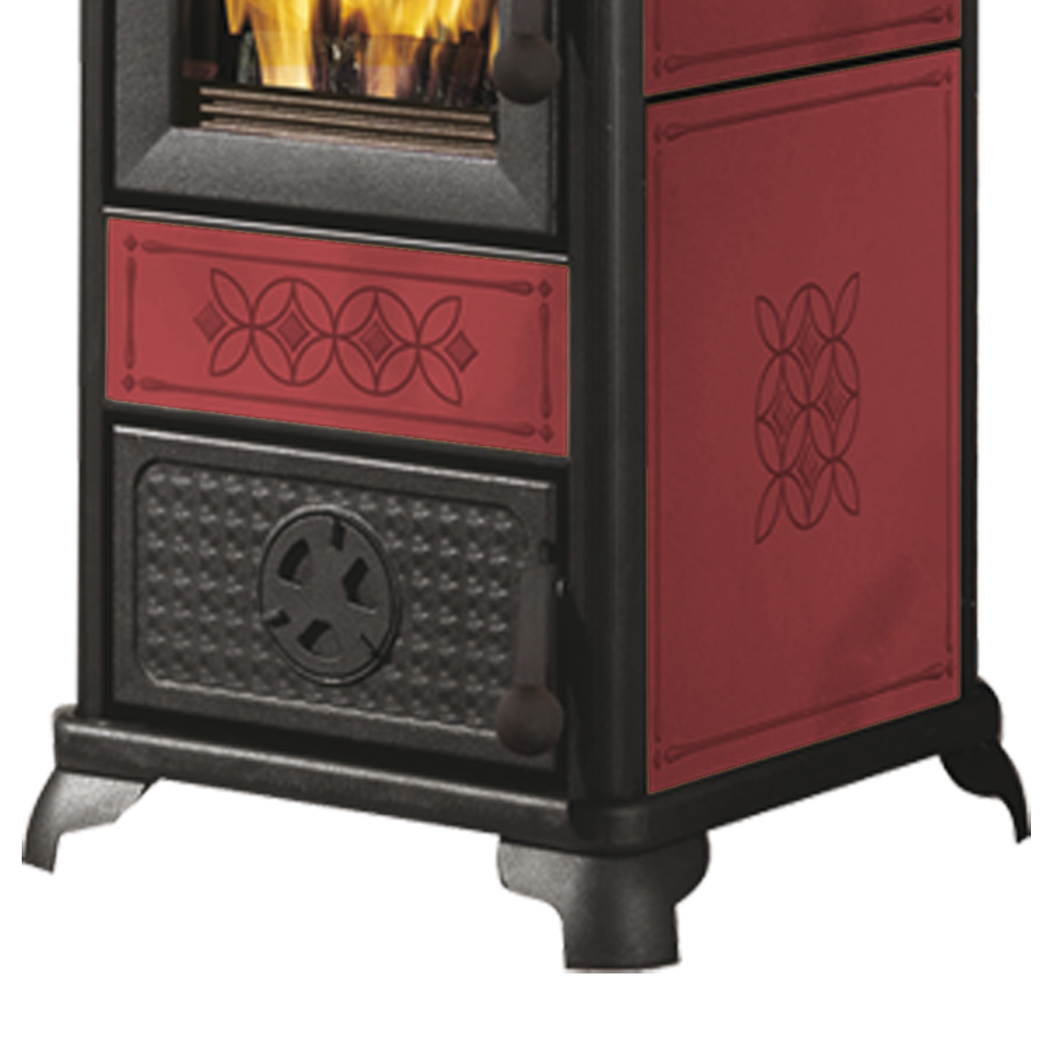 EK63 Decor Evo Poêle à bois céramique bordeaux