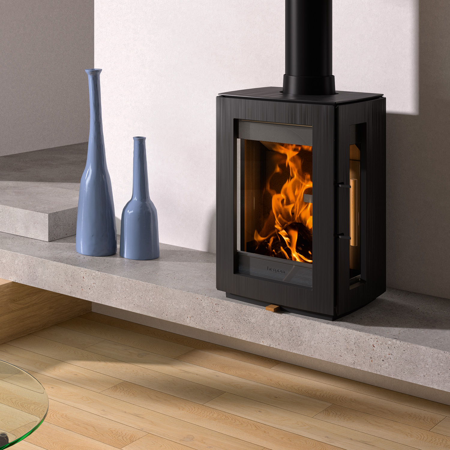 Poêle à bois Hergom Glow en fonte noire