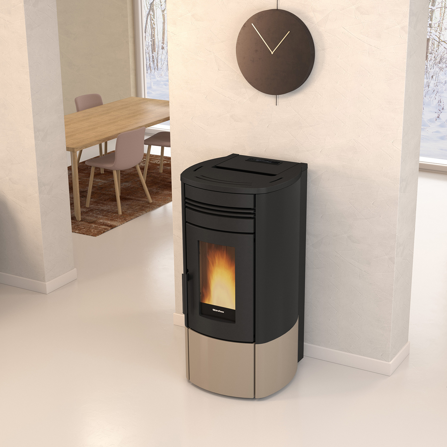 Extraflame Evolution Line Noris Plus poêle à granulés acier gris tourterelle