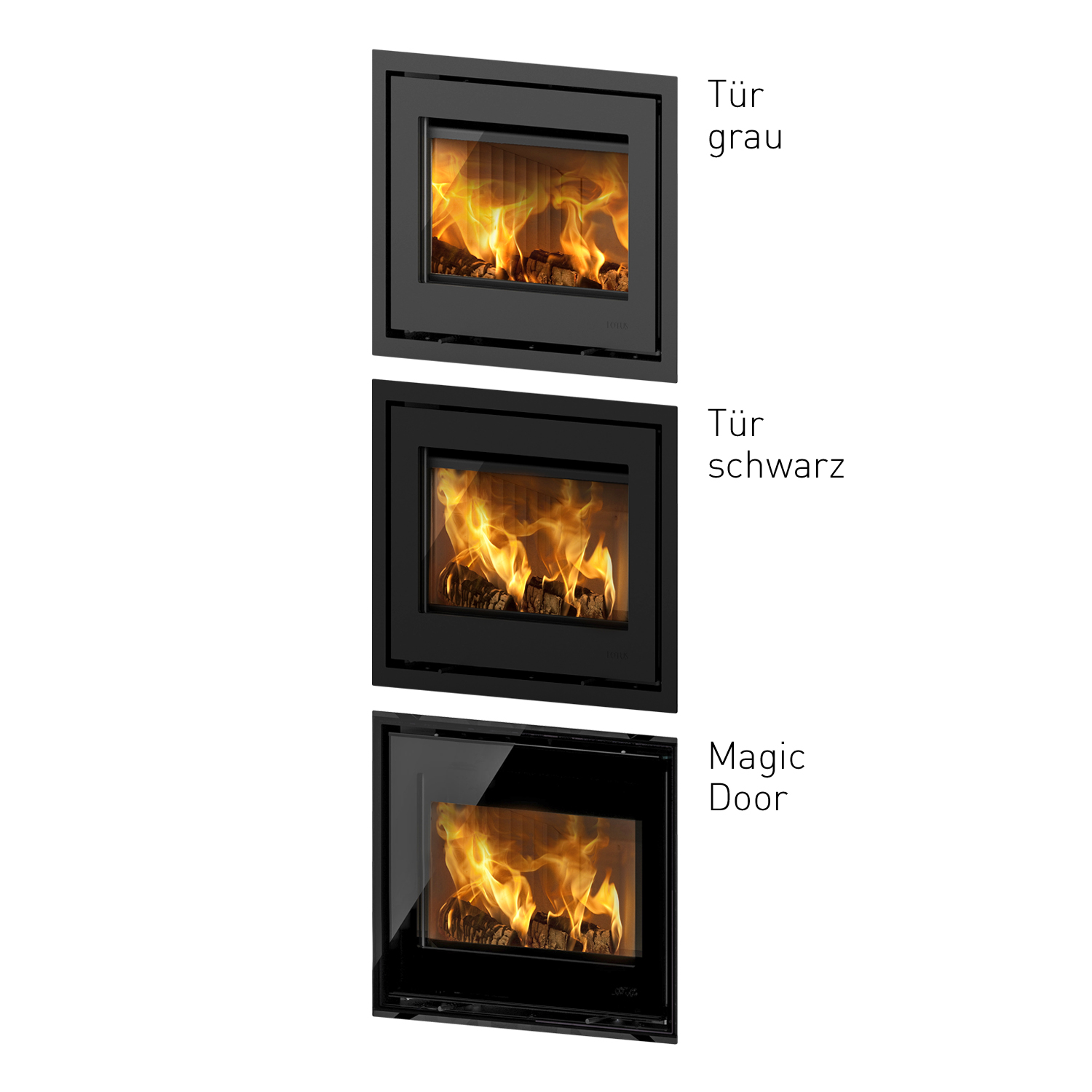 Lotus Beto 470 Poêle à bois Porte Magic, Plaque supérieure Grise, RRA arrière