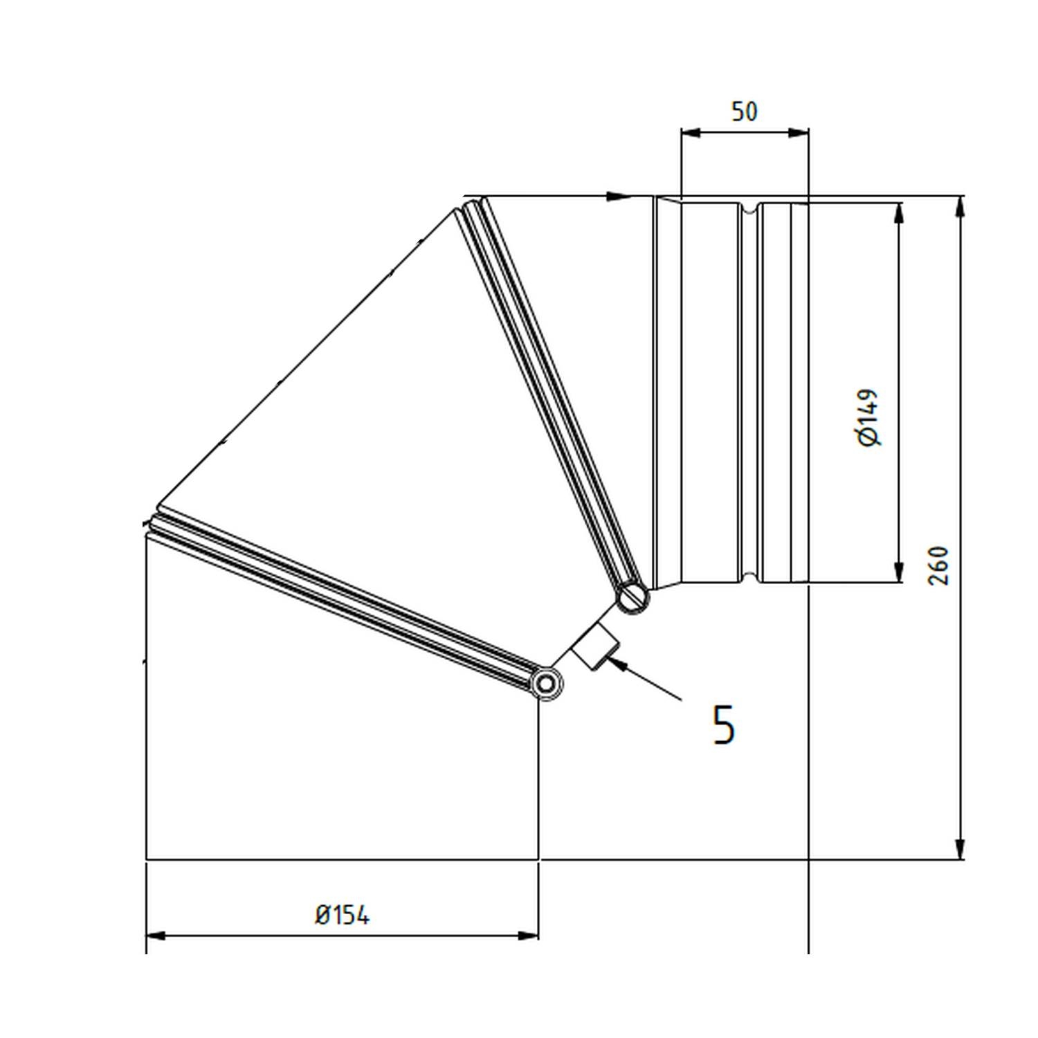 Raik coude LS diamètre 150/0-90° 2,00mm rétreint orientable 3-pièces avec porte intégrée noir