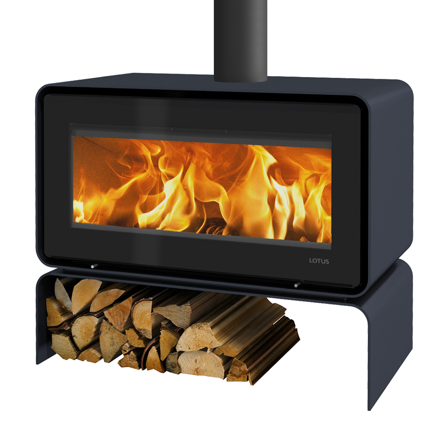 Poêle à bois Lotus Living Base Ocean Dark, évacuation des fumées par le haut
