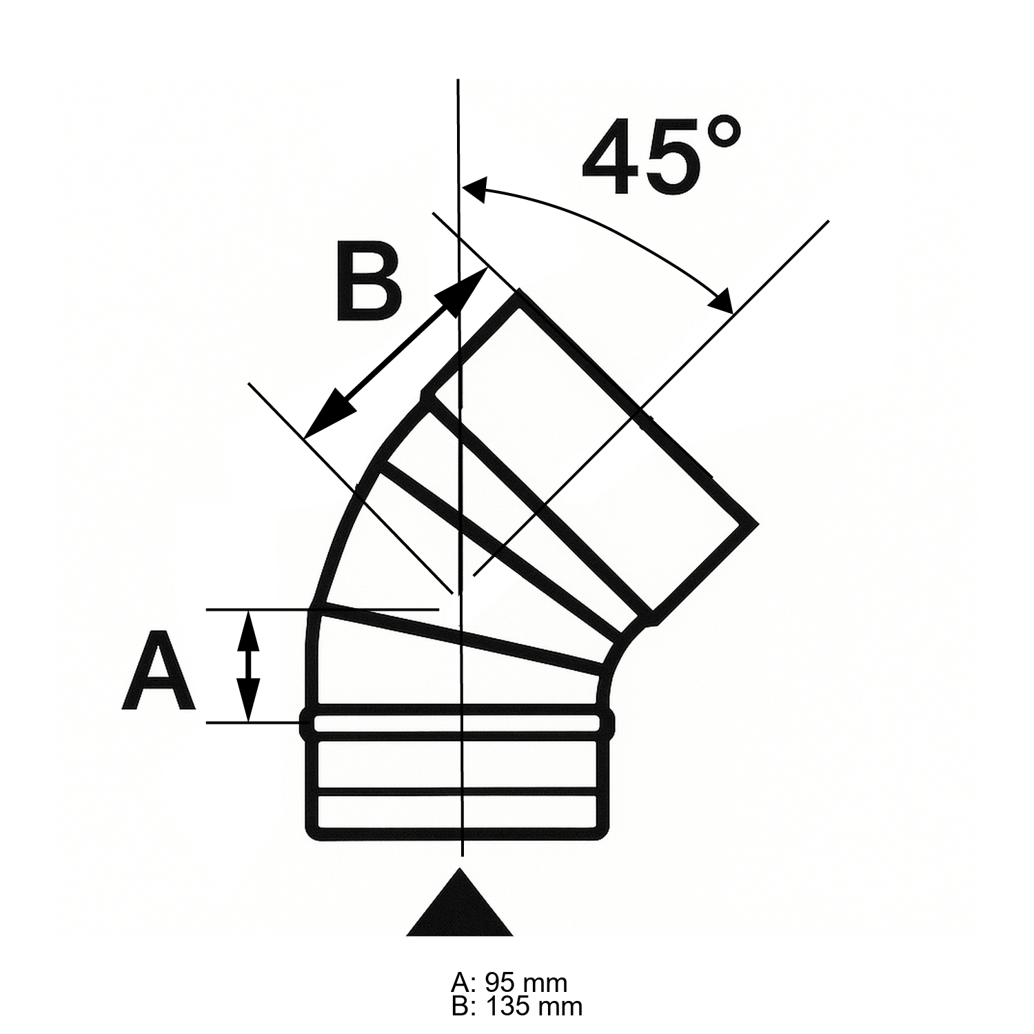 Schiedel PRIMA PLUS coude 0-45° orientable Ø180 mm simple paroi mat