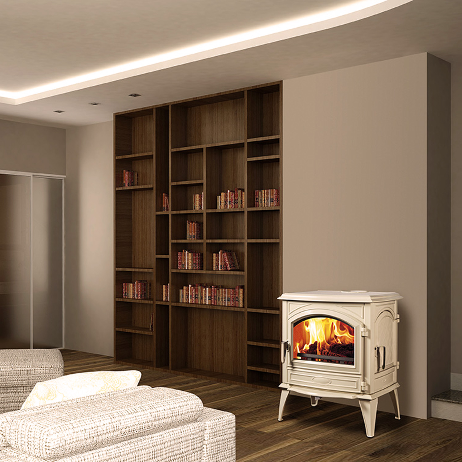Poêle à bois Dovre 760 WD en fonte émaillée blanc crème, modèle de construction 2