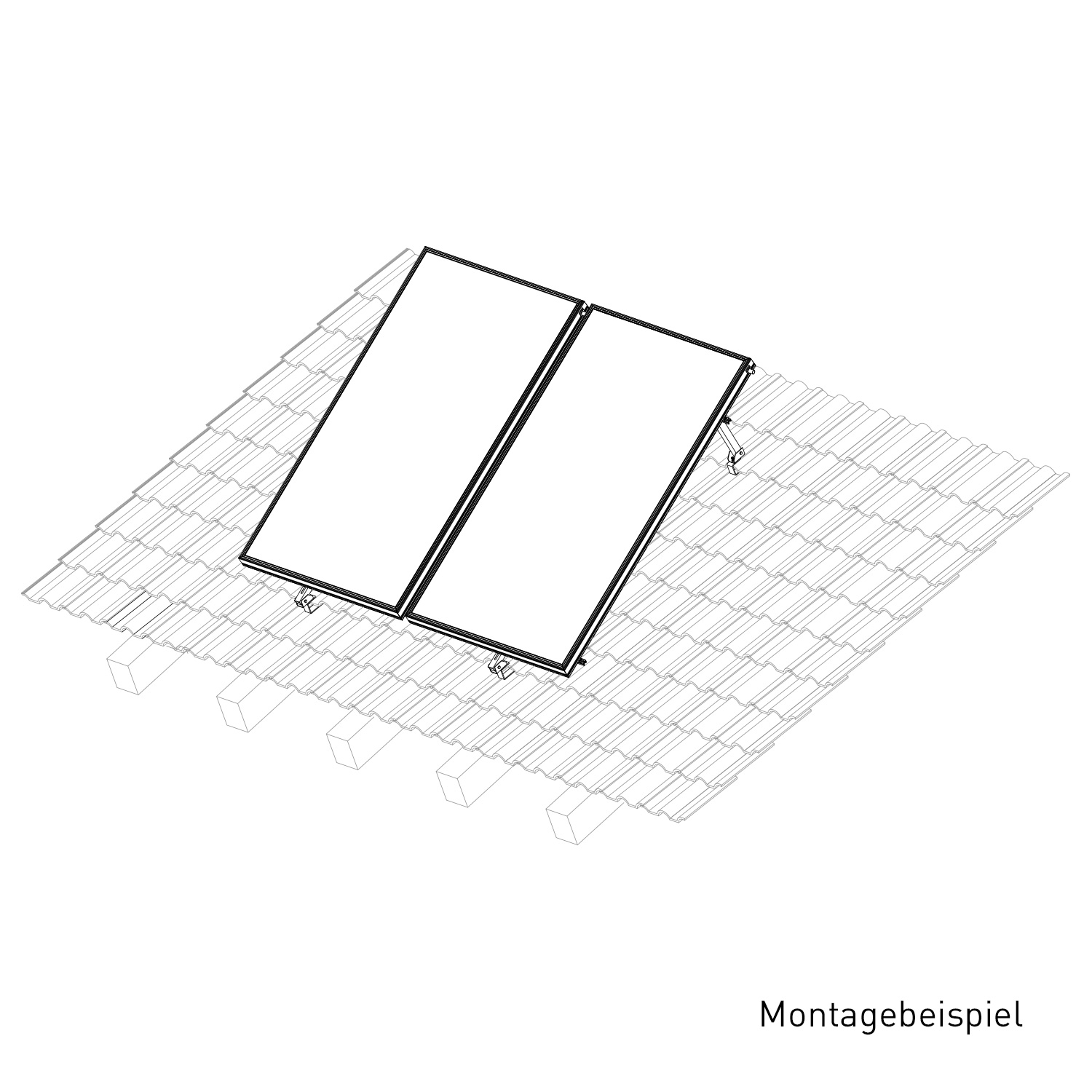 Sunex Kit de montage sur toit pour toit incliné de 10 à 25 degrés pour 2 capteurs solaires plats AMP 2.0