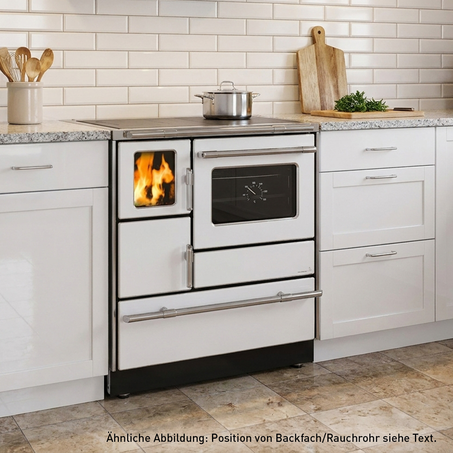Wamsler K 128 F Cuisinière à bois à gauche blanc avec plaque en acier