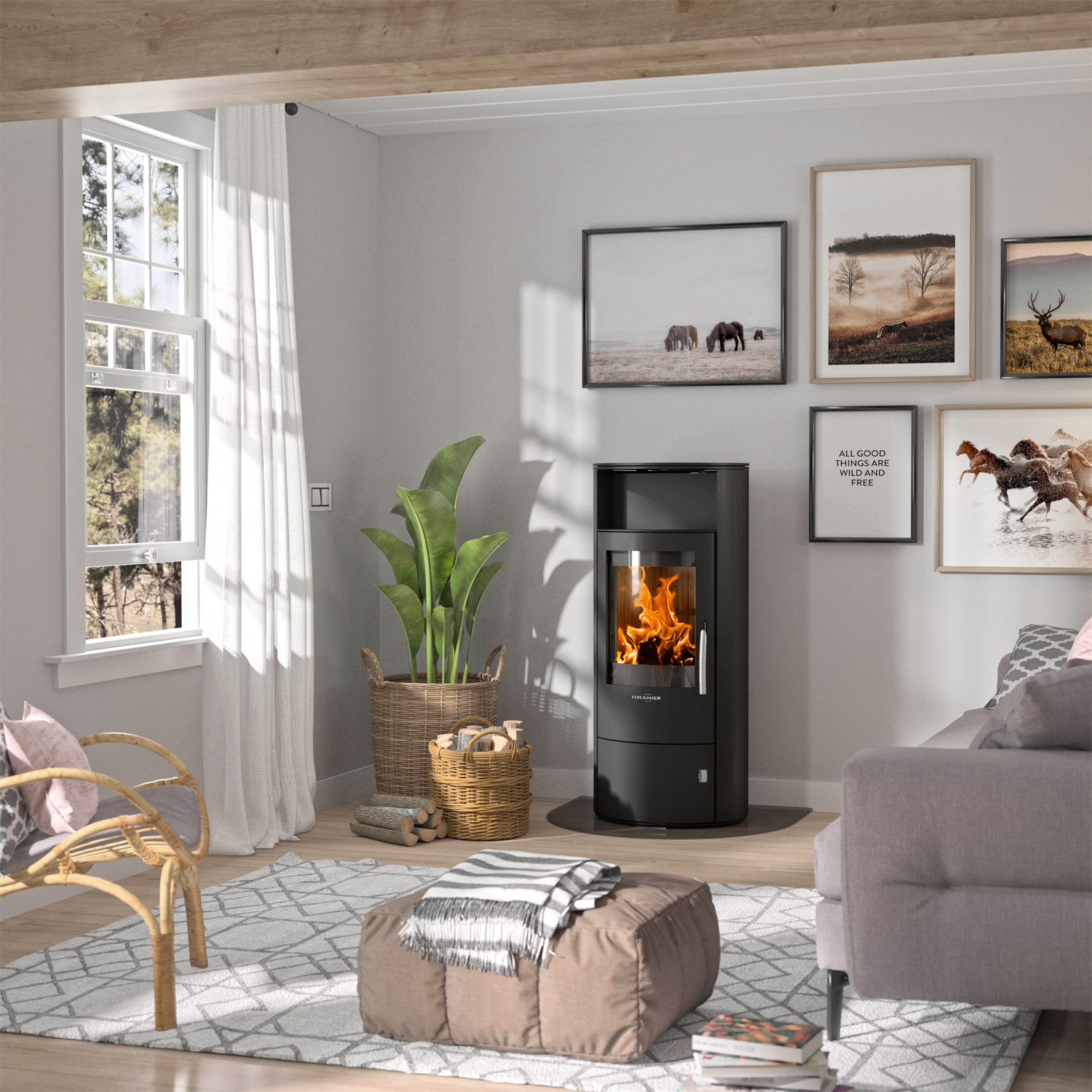 Oranier Polar 7 2.0 Poêle à bois Acier Noir