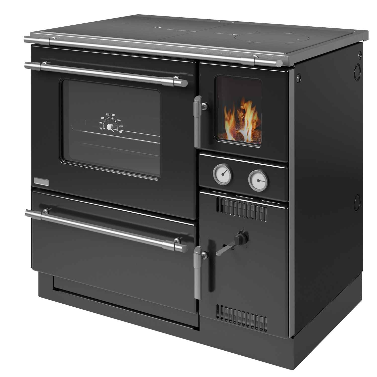 Wamsler K 148 Poêle de cuisine à eau Noir/Mat, Tuyau de fumée à gauche