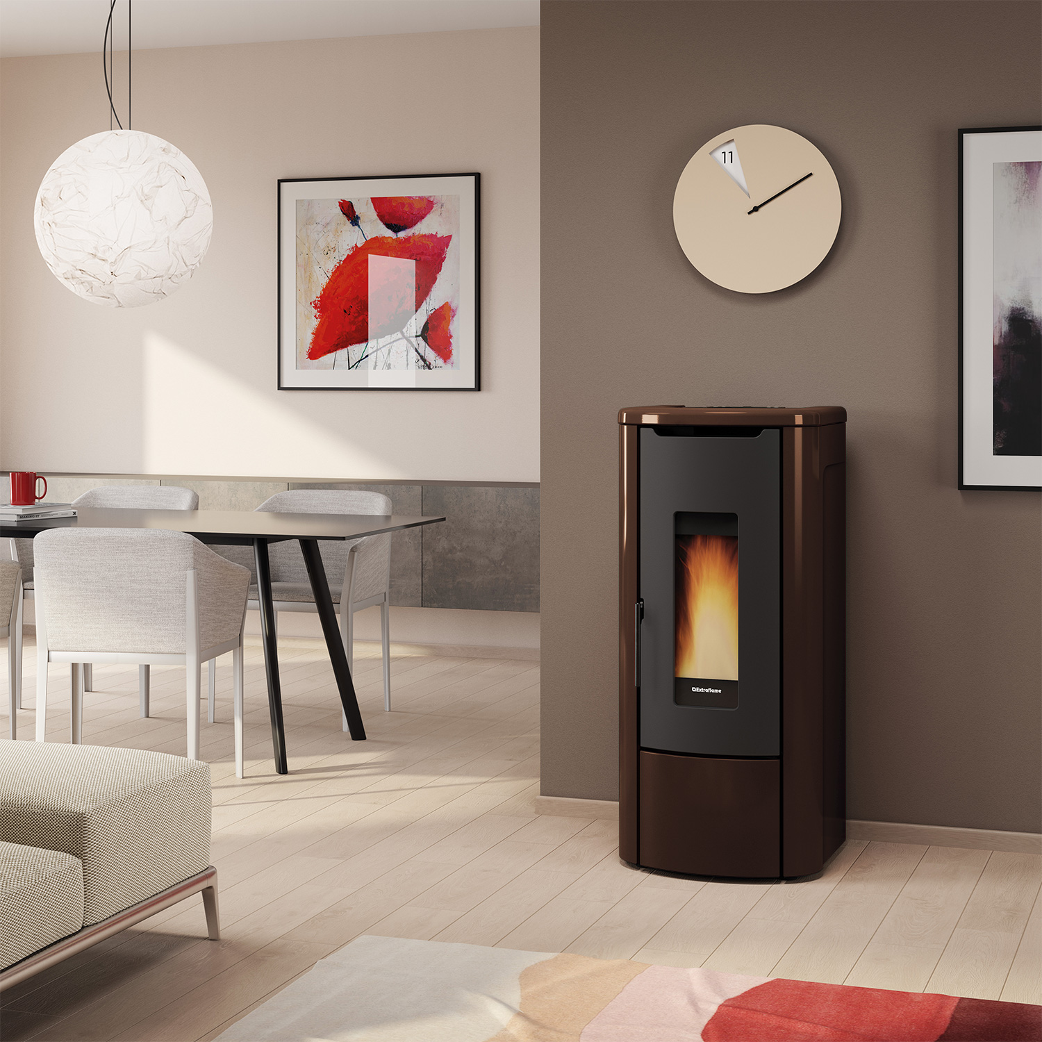 Extraflame Evolution Line Rosanna Idro Poêle à granulés bouilleur Acier Bronze