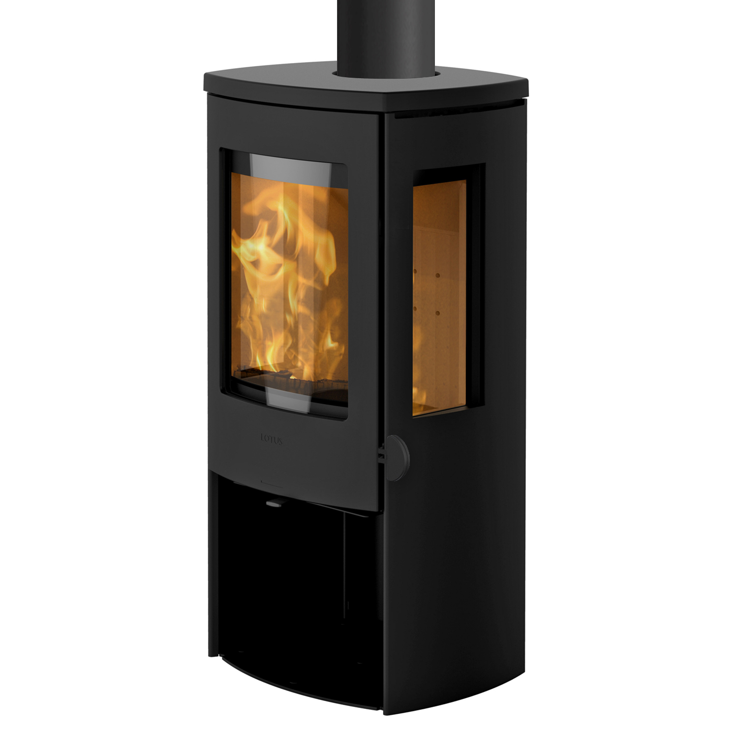 Poêle à bois Lotus Mondo 3G Noir, sortie de fumée par le haut