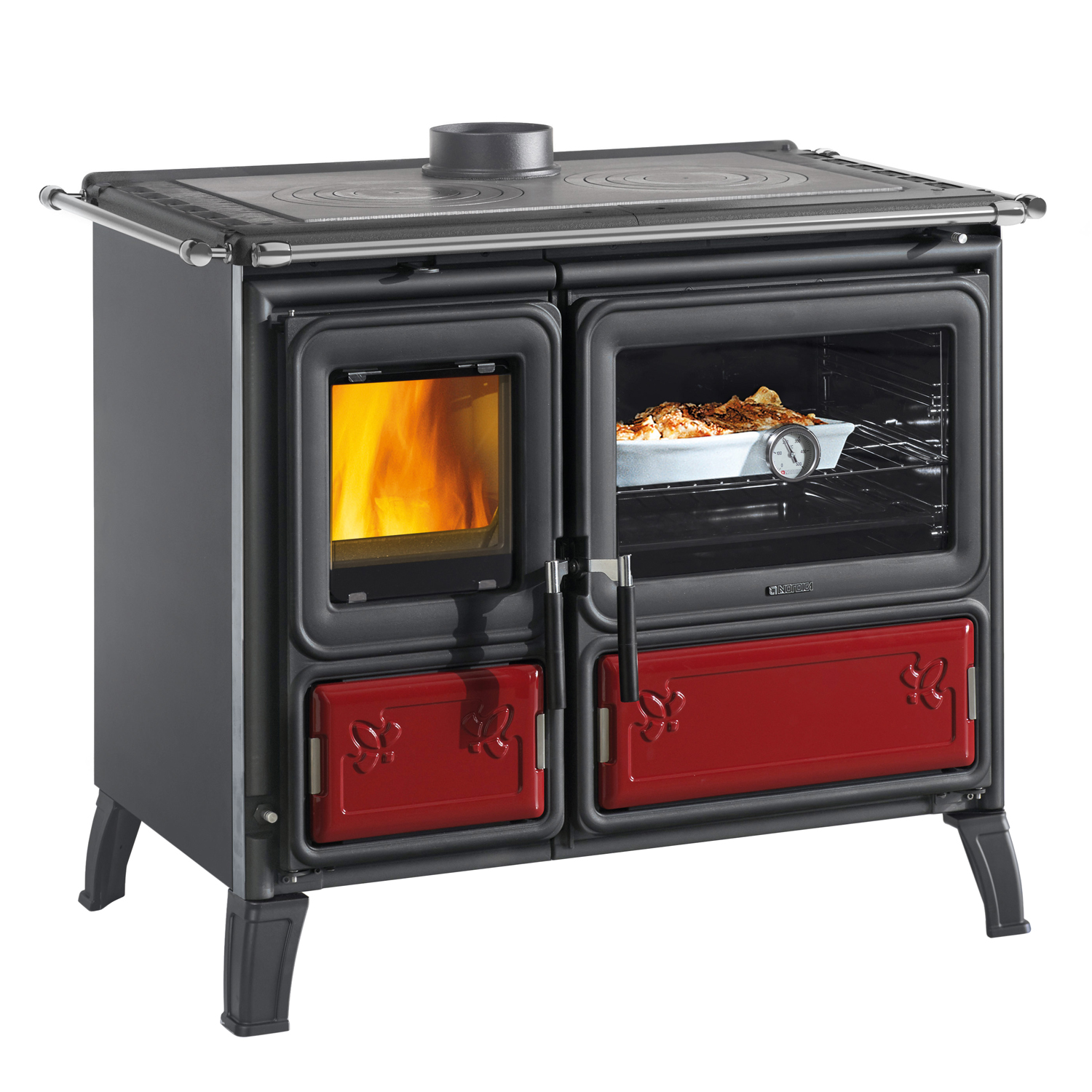 La cuisinière à bois La Nordica Prestige Line Milly en acier bordeaux