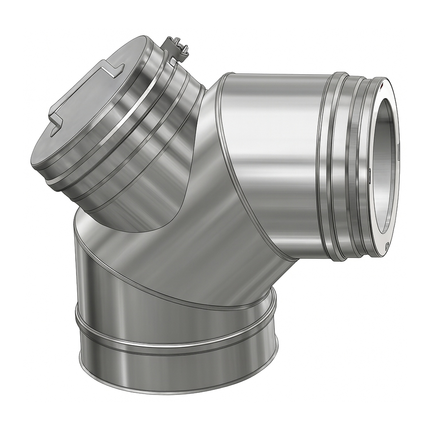 Schiedel ICS Coude 85° Ø200 mm avec trappe de révision pour mazout & gaz double paroi brillant