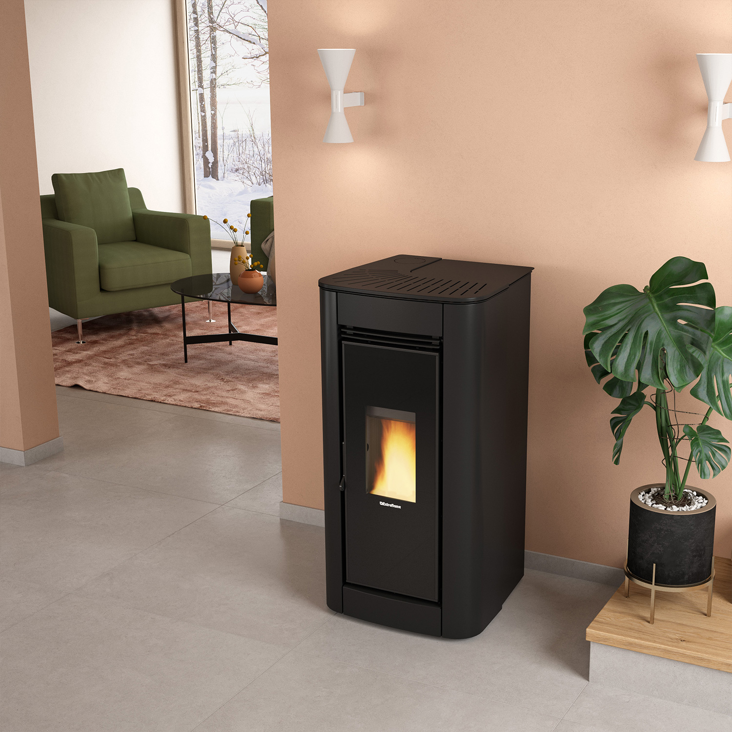 Extraflame Evolution Line Ilary poêle à granulés acier noir Extraflame Evolution Line Ilary poêle à granulés acier noir