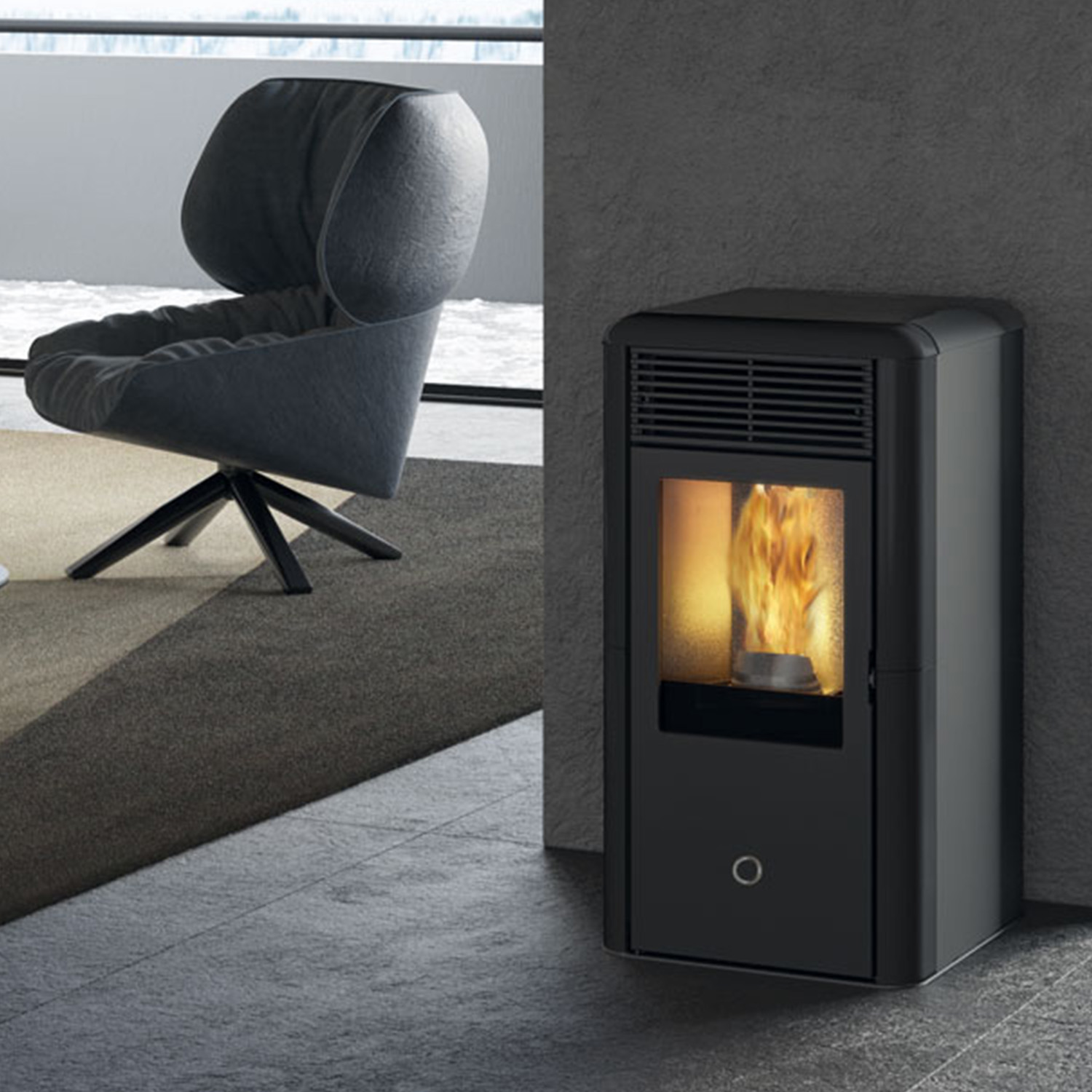 EK63 Spot 100 H Evo Poêle à granulés hydro céramique gris