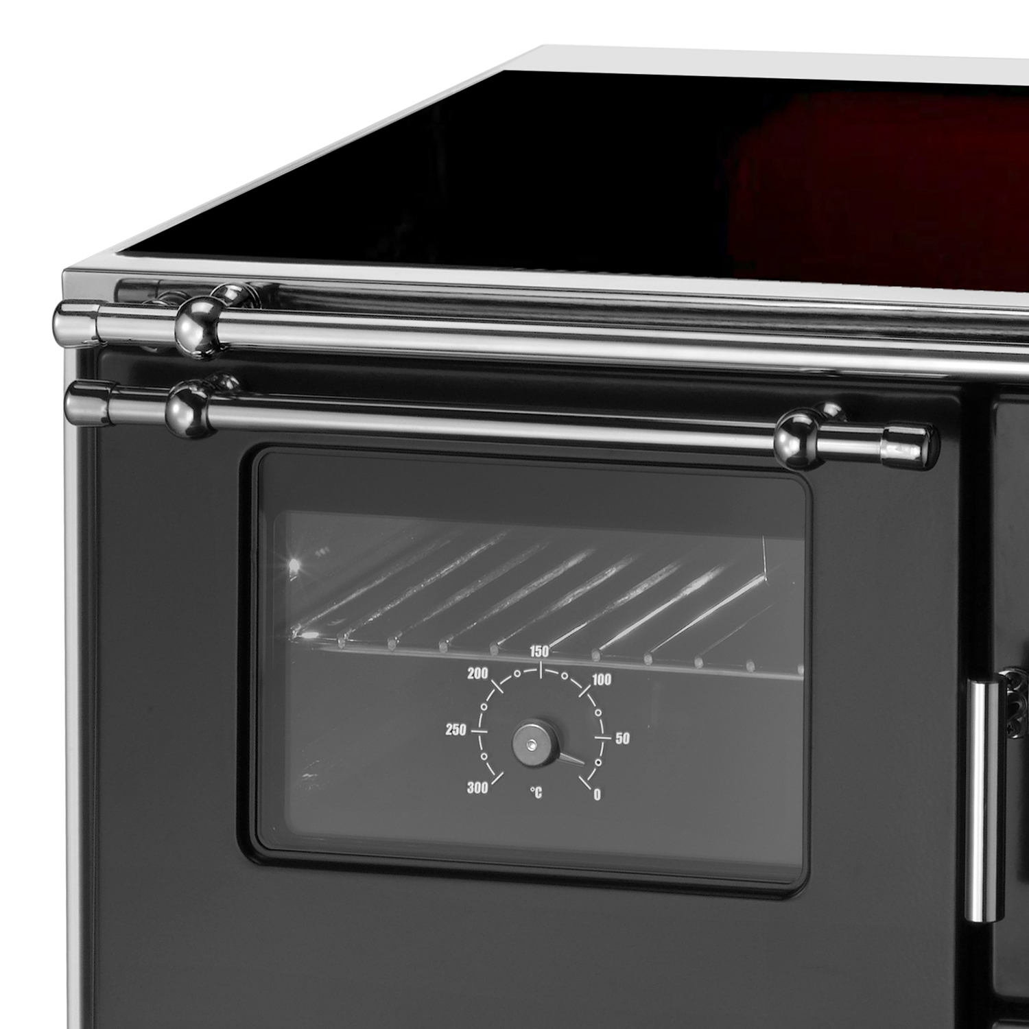 Wamsler K 176 F/A 70 Style Cuisinière à bois Noir, Plaque vitrocéramique, Four à gauche