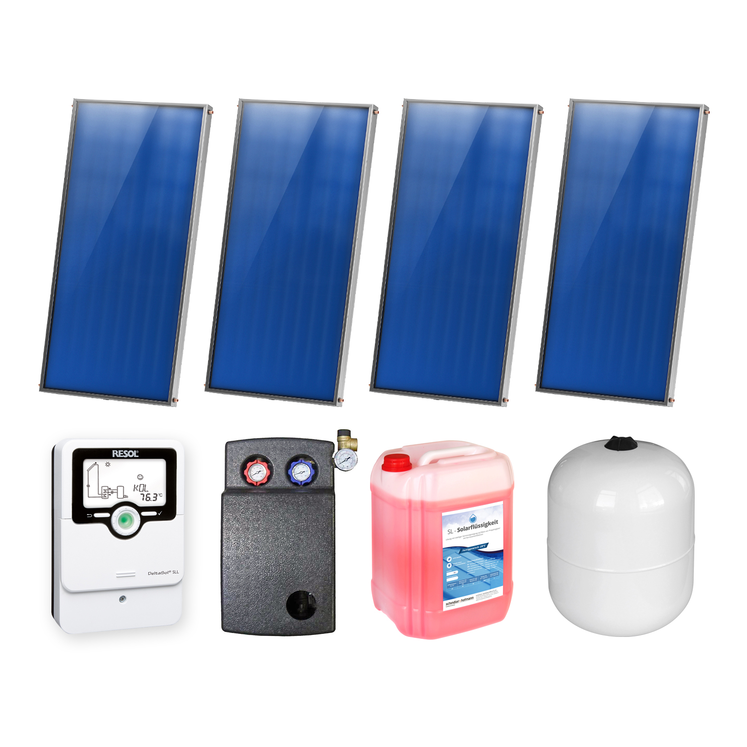 8,04 m² Ensemble de capteurs solaires plats Sunex 3 4x AMP 2.0