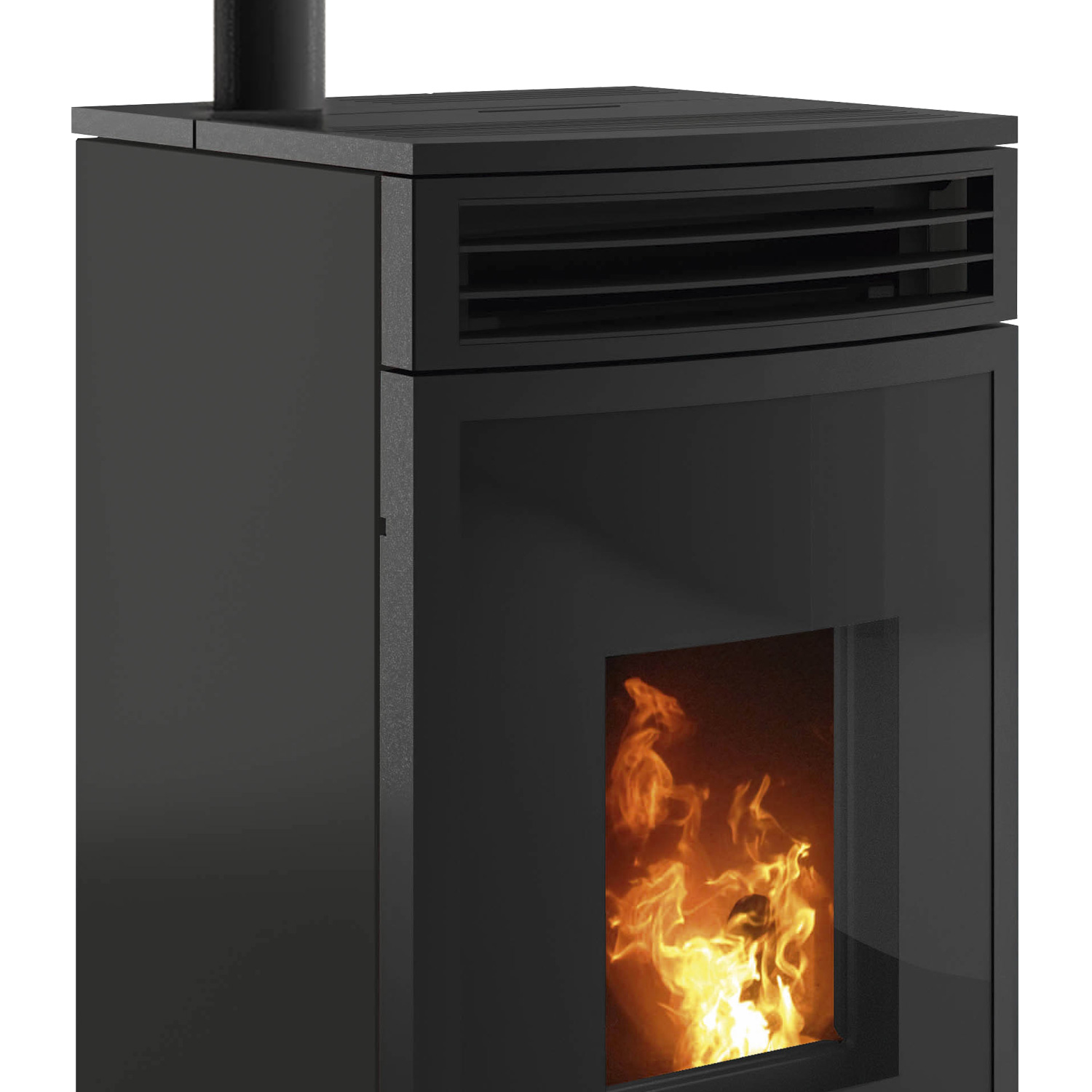 Oranier poêle à bois Neta acier noir raccordement tuyaux en haut