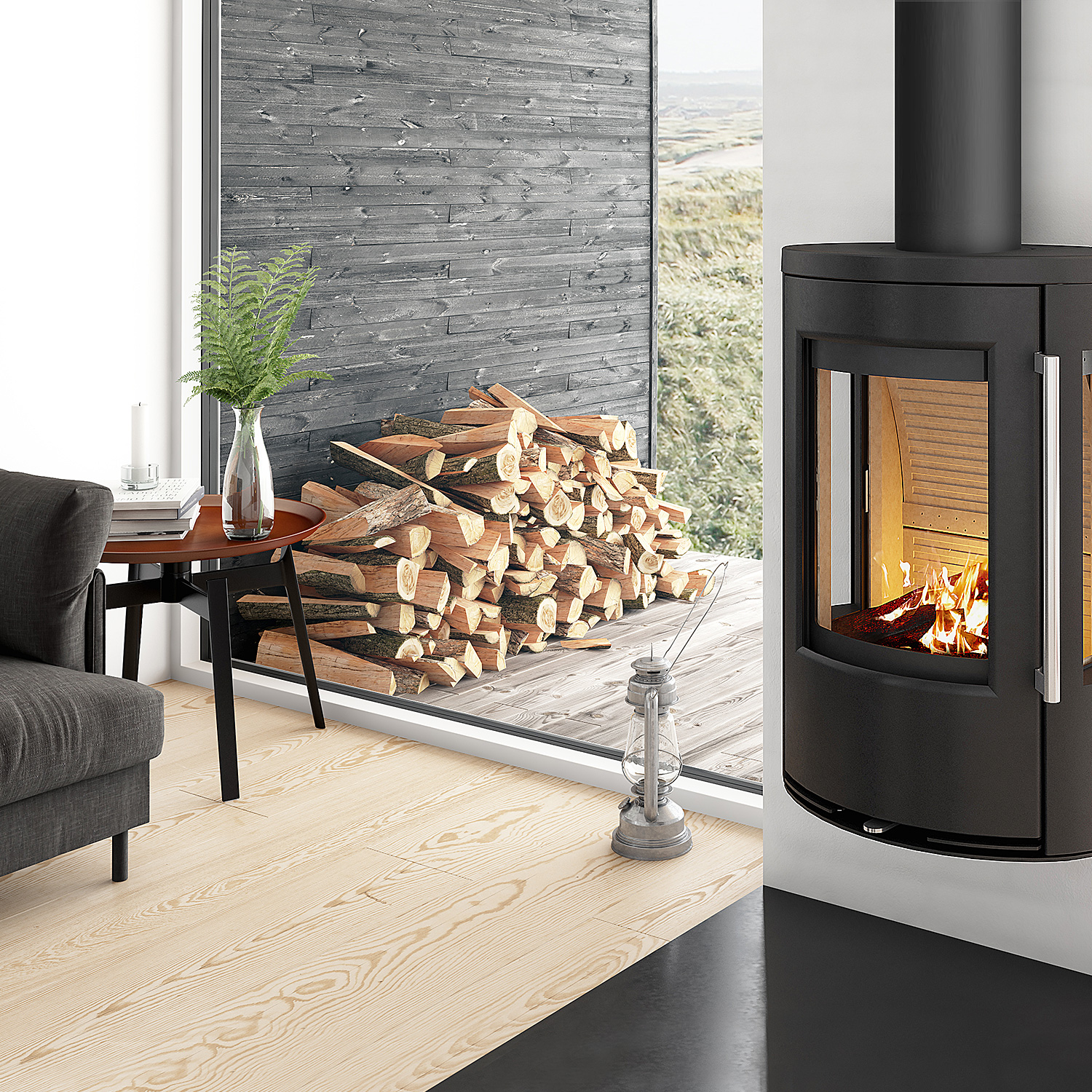 TermaTech TT23RGW Poêle à bois Acier Noir Sortie de fumée par le haut