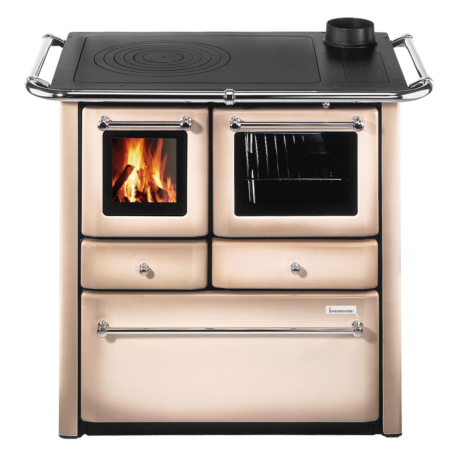Wamsler K 85 F Cuisinière en acier Cappuccino, four à droite
