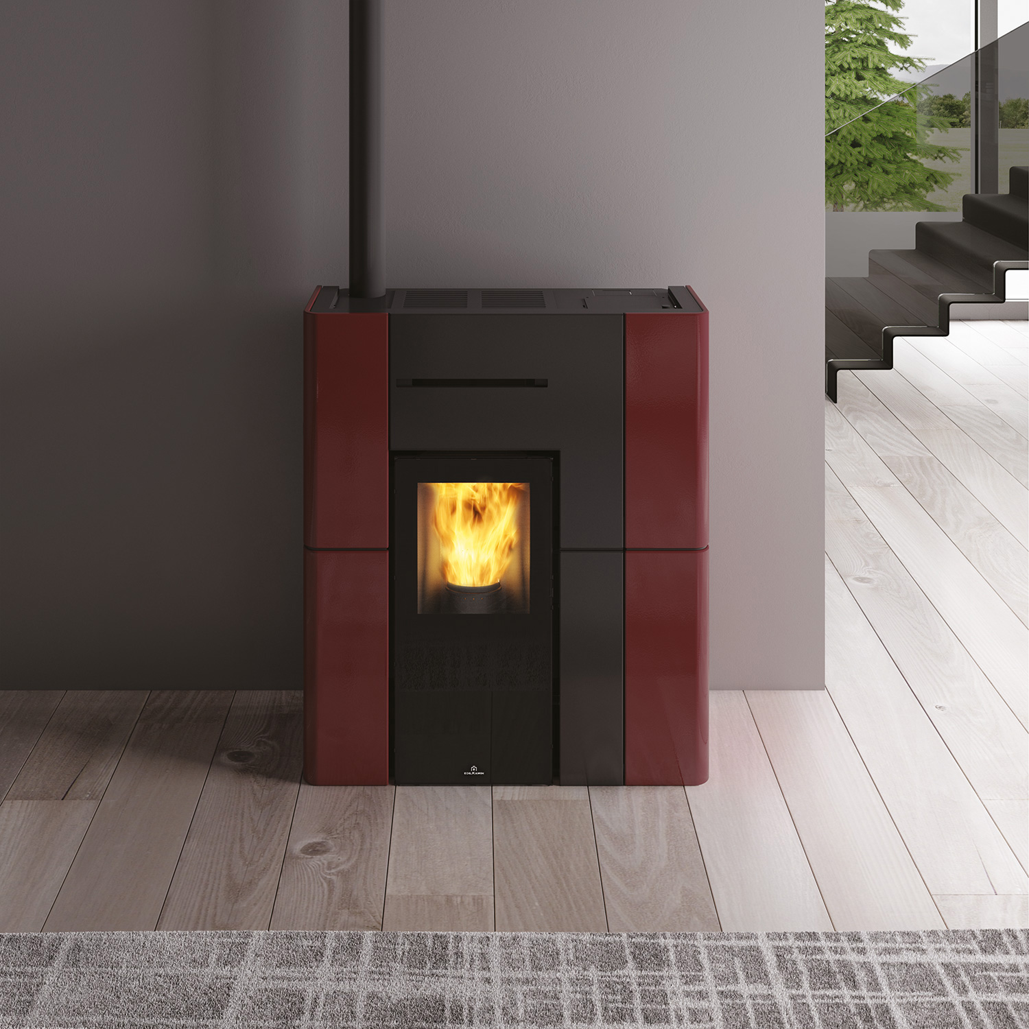 Edilkamin Blade H 15 Evo poêle à granulés bouilleur céramique bordeaux