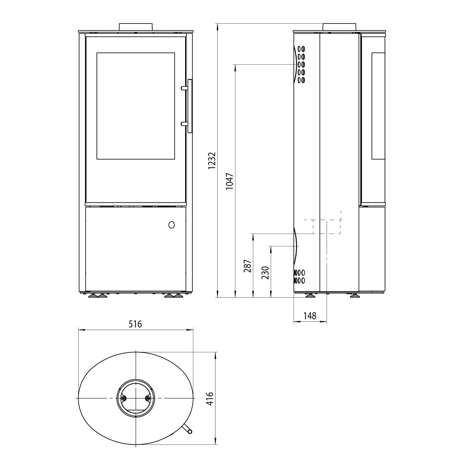 Poêle à bois Königshütte Draco M porte en acier
