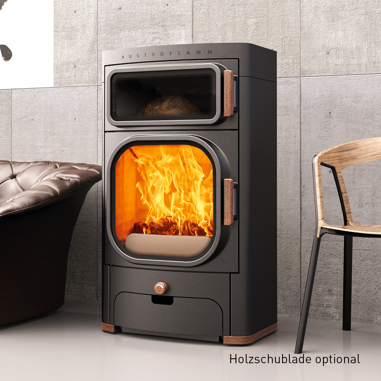 Austroflamm Heidi Back 2.0 Poêle à bois Acier Gris fonte Évacuation des fumées à l'arrière