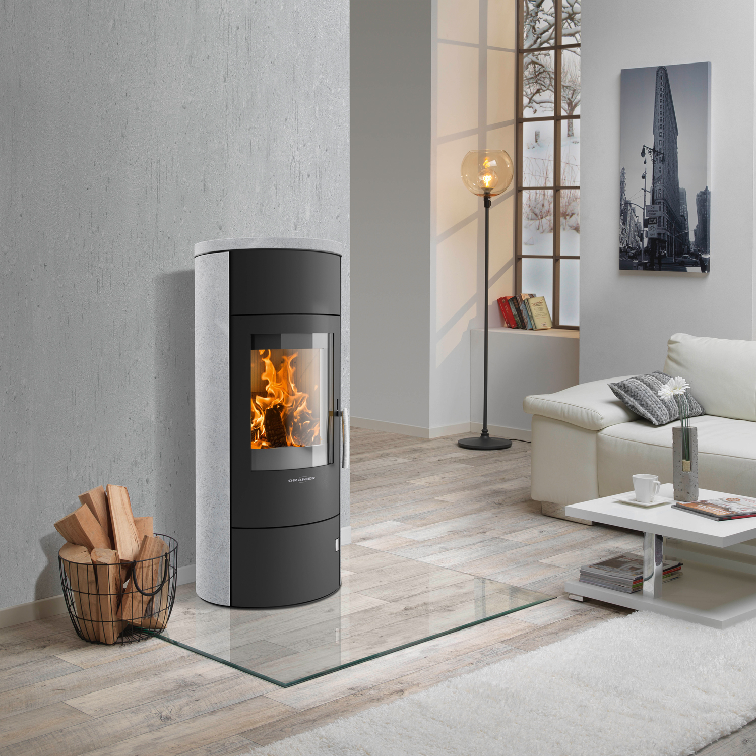 Oranier Polar W+ 2.0 Poêle à bois Acier Noir / Pierre ollaire