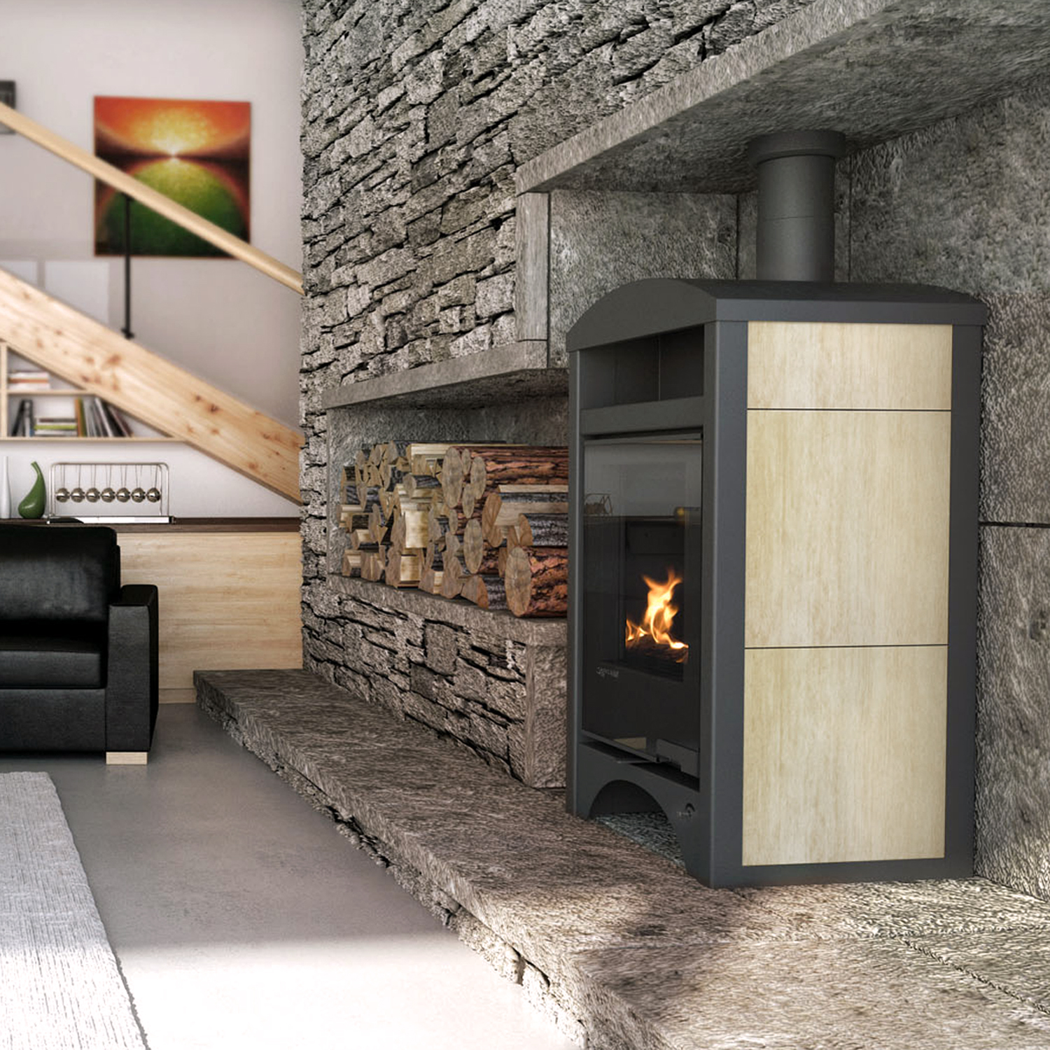 Aquaflam Vario Barma Manuel Poêle à bois avec échangeur thermique White Oak 11/5 kW