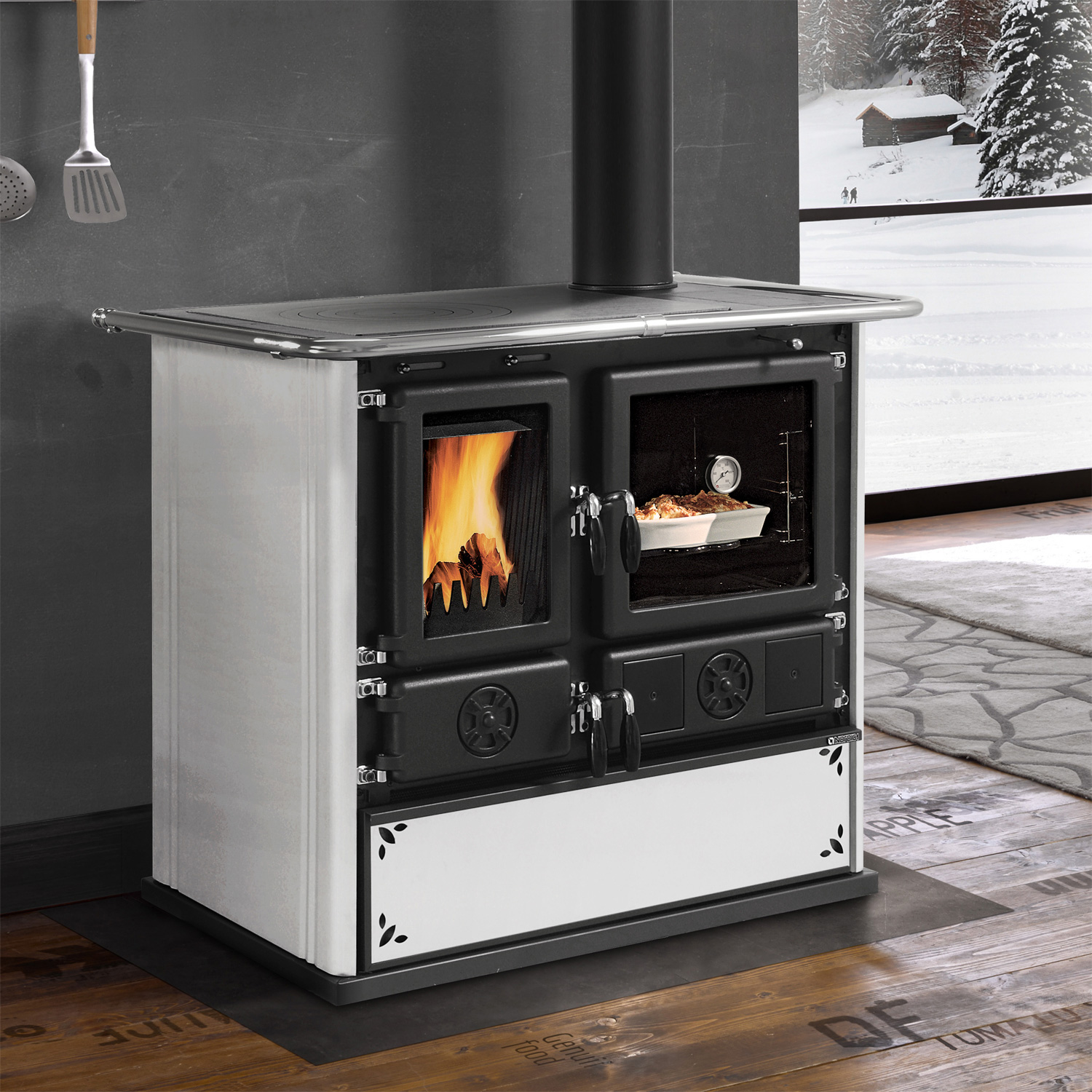 La Nordica Rosa 5.0 poêle de cuisine en acier blanc moucheté
