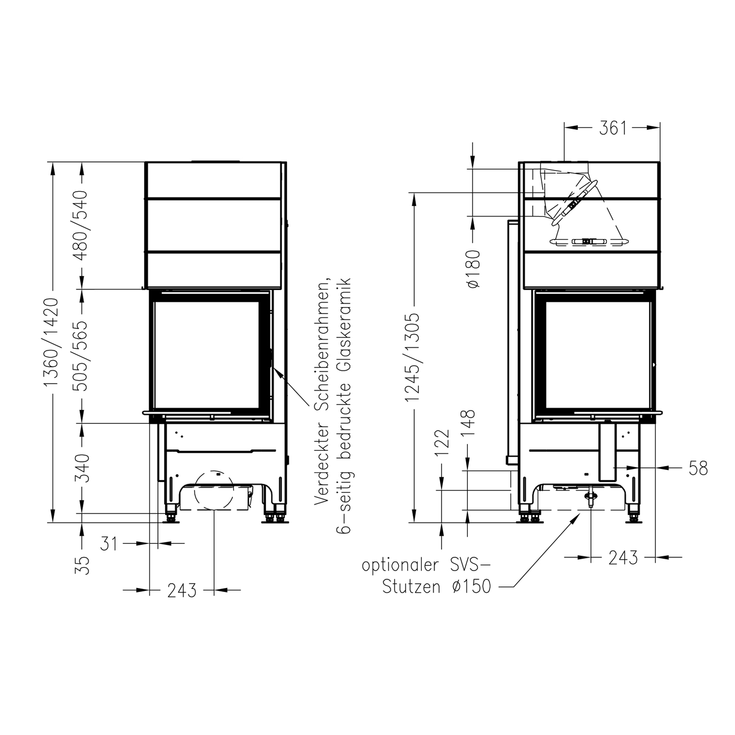 Spartherm Mini 2LRh-4S insert de cheminée d'angle