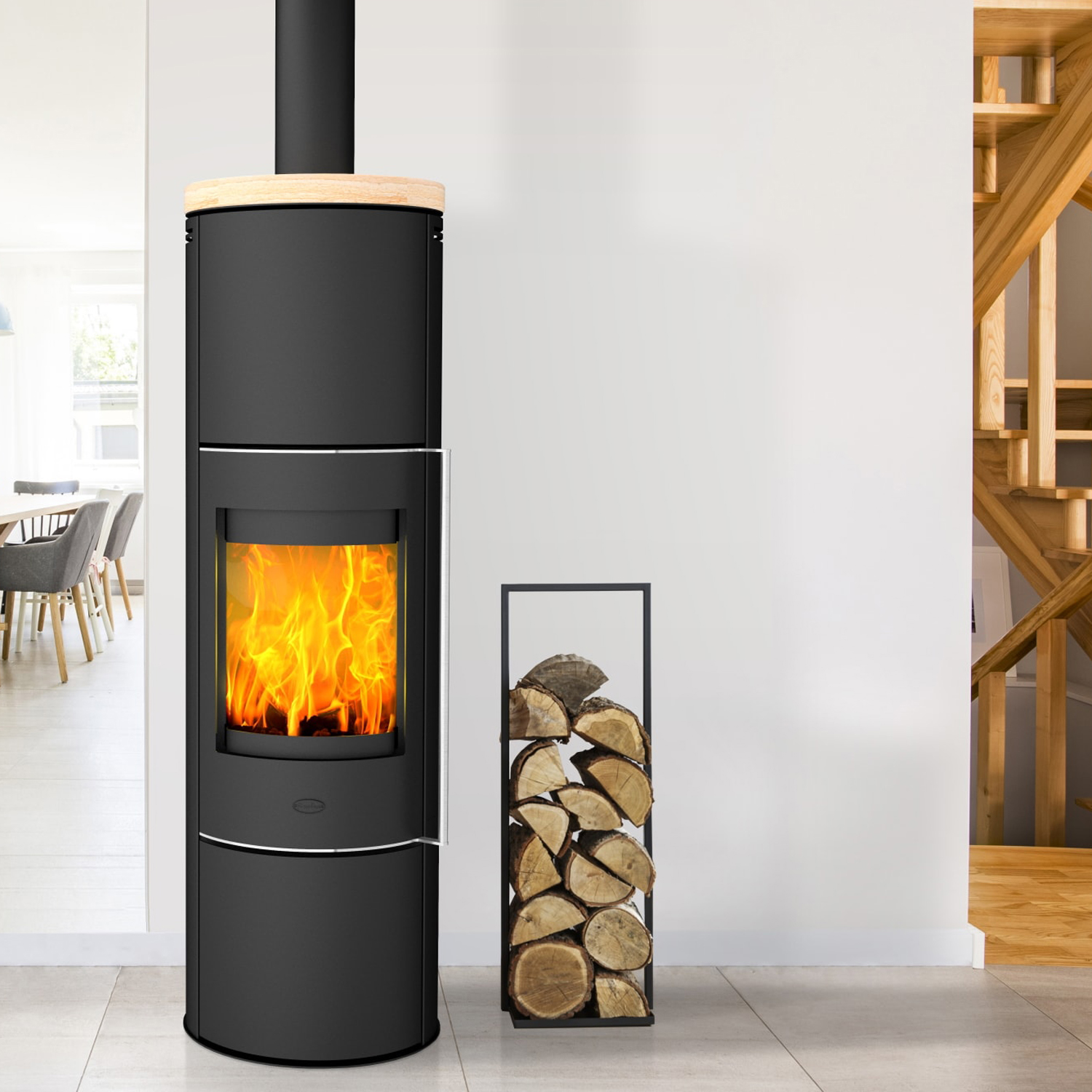 Cheminée Perondi Poêle à bois RLU Acier Noir | Plaque supérieure en grès Cheminée Perondi Poêle à bois RLU Acier Noir | Plaque supérieure en grès