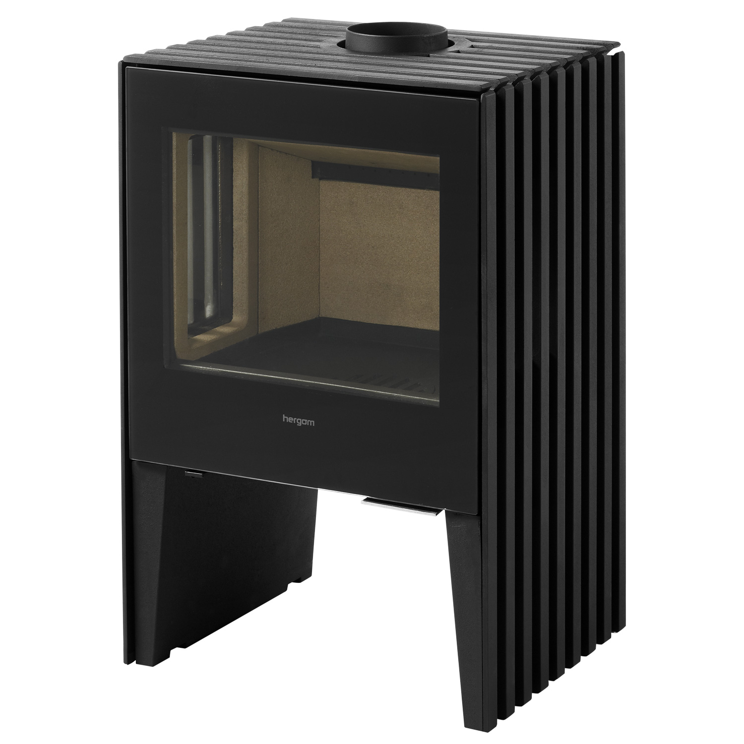 Poêle à bois Hergom Glance MV en fonte noire