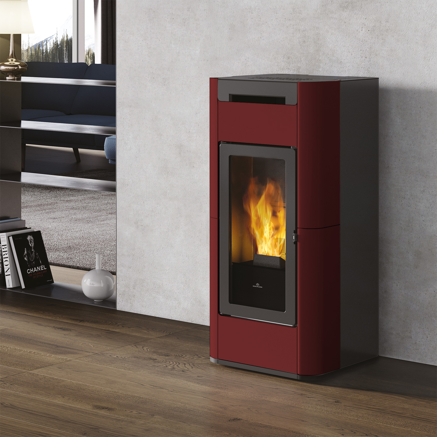 Edilkamin Tera H 25 Evo poêle à granulés hydro céramique bordeaux