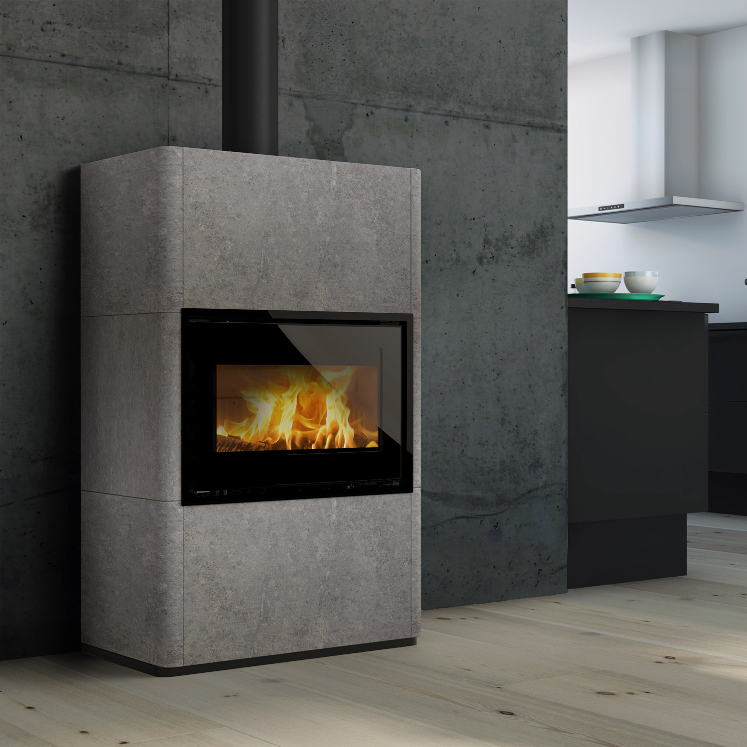 Lotus Beto 470 poêle à bois Magic porte, plaque supérieure gris