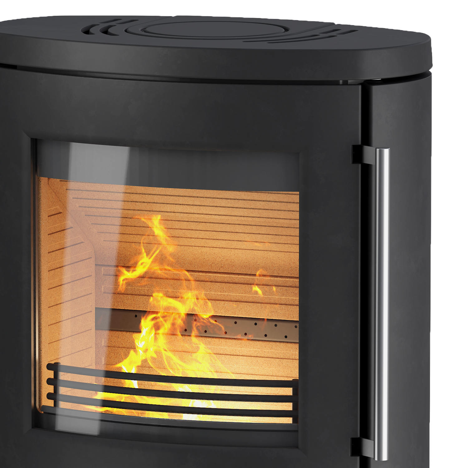 TermaTech TT80RL Poêle à bois Acier Noir, évacuation des fumées à l'arrière