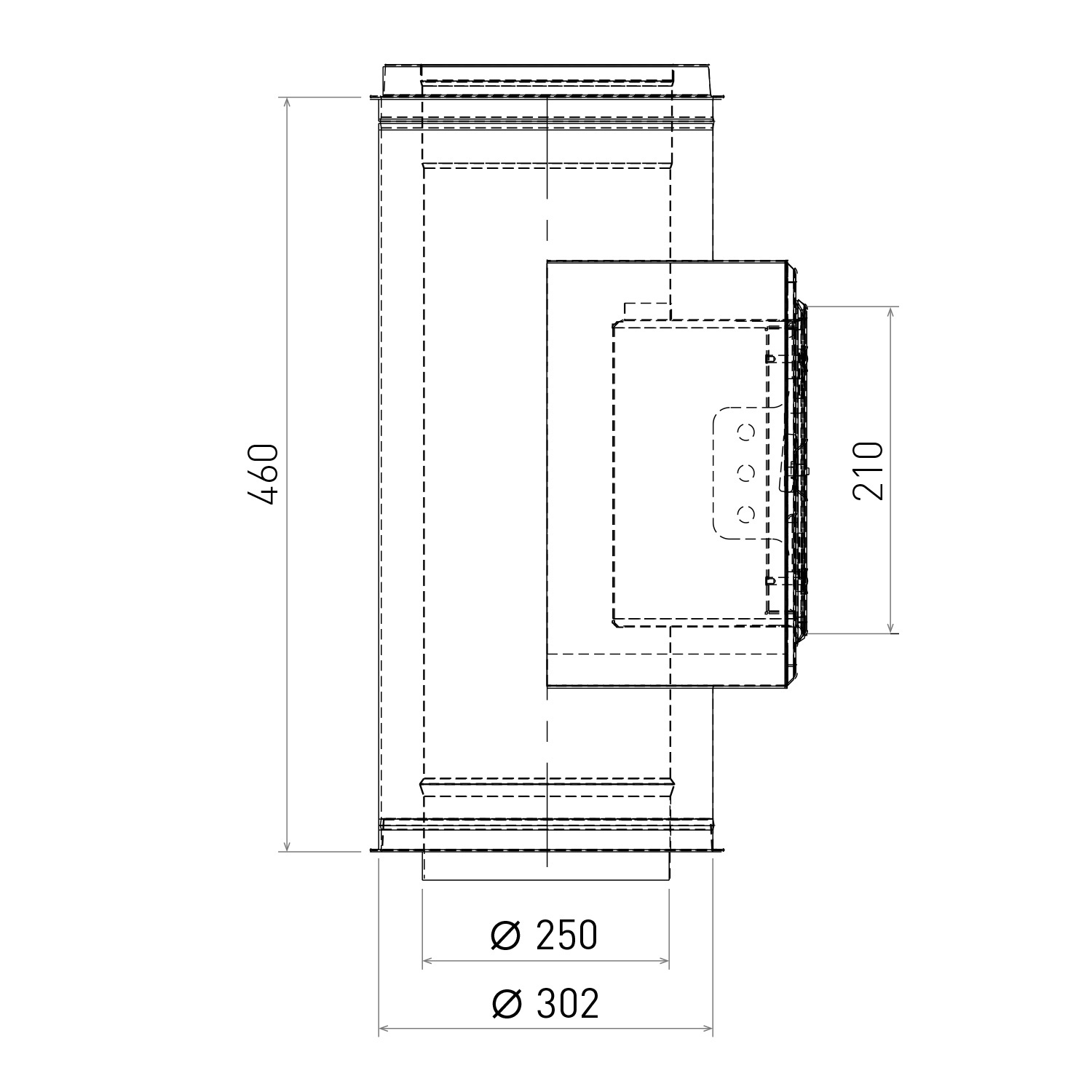 Opsinox conduit de cheminée en acier inoxydable 250 mm élément de longueur avec ouverture de révision BK