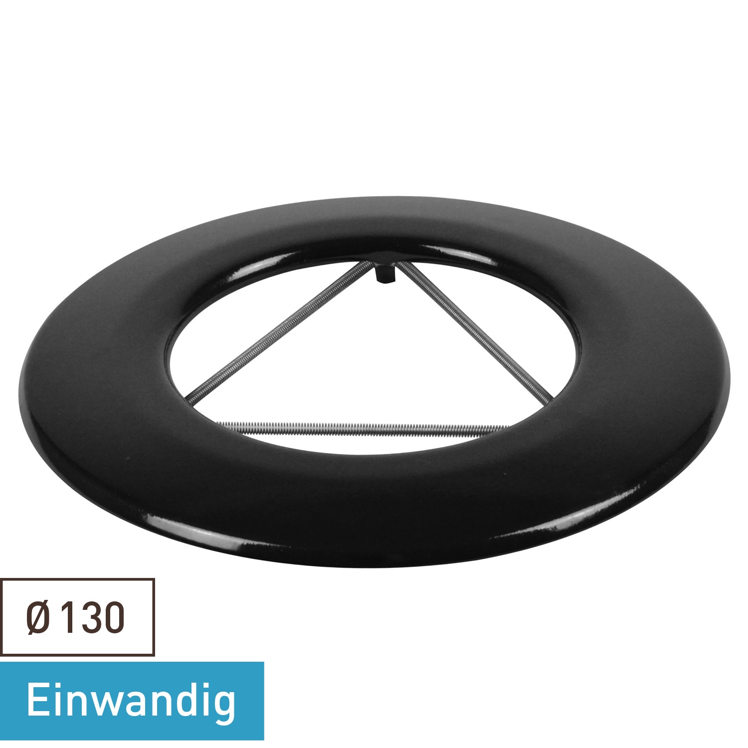 Raik Tuyau de Fumée / Tuyau de Poêle Émaillé 130mm - Rosace Murale avec Ressort Noir