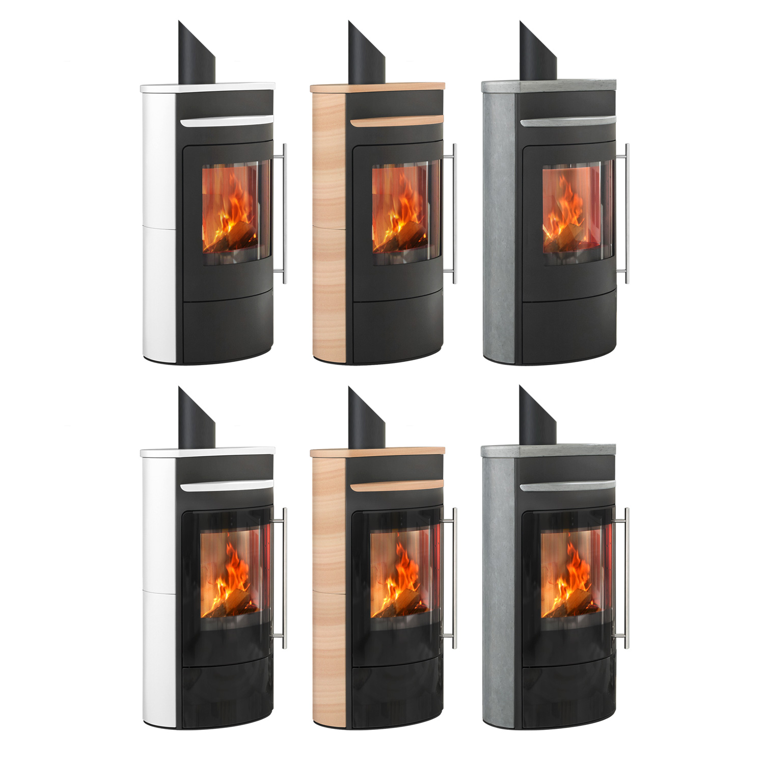 Olsberg Tecapa II Compact Poêle à bois Porte en acier / Céramique blanc neige