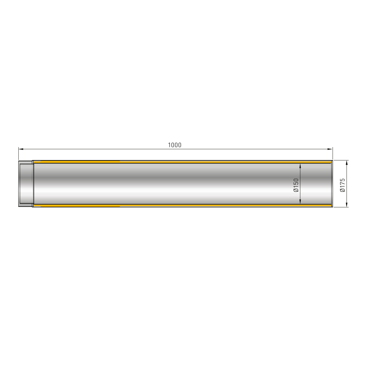 Raik Izoker élément de longueur 150mm noir double paroi L: 1000mm pour tuyau de fumée / conduit de fumée