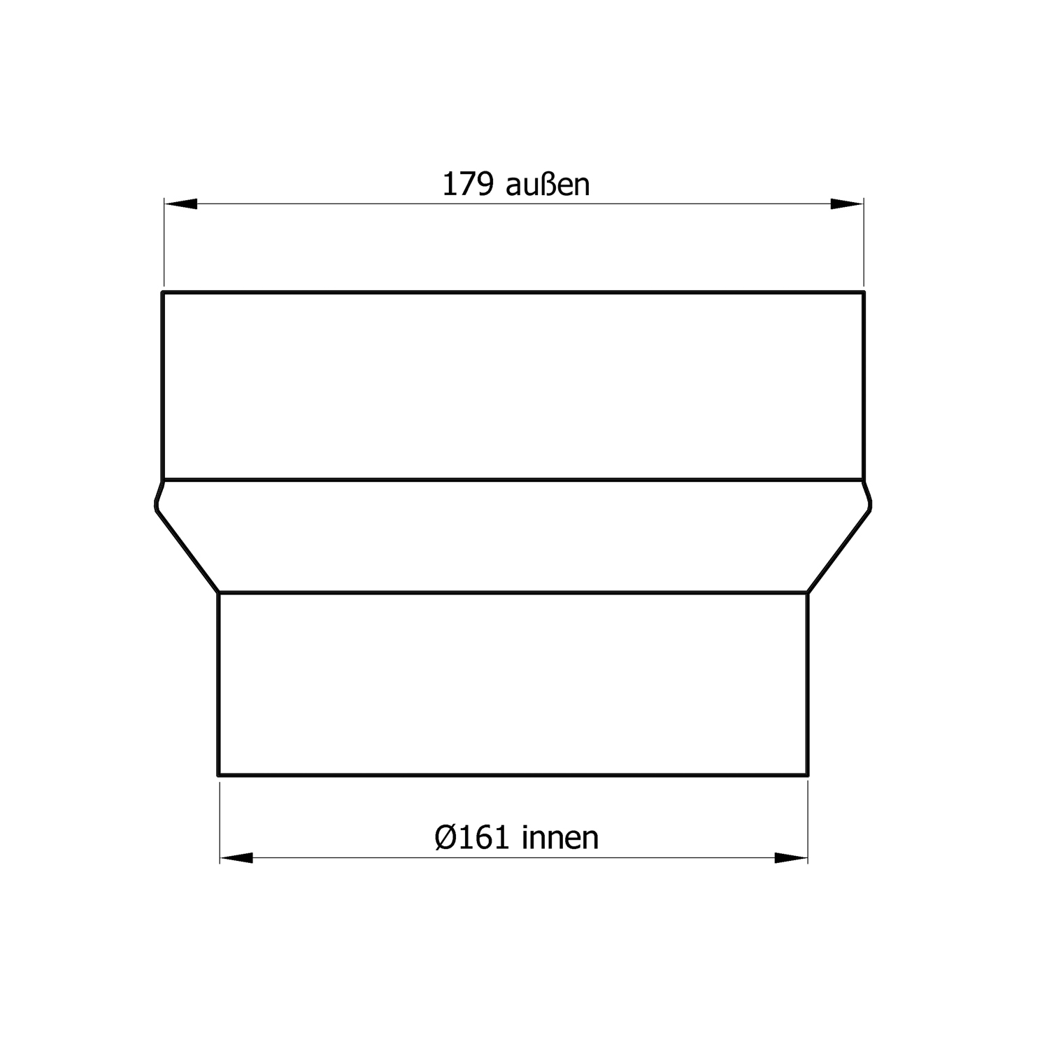 Raik Basic extension 160mm – 180mm noir pour tuyau de fumée / conduit de fumée