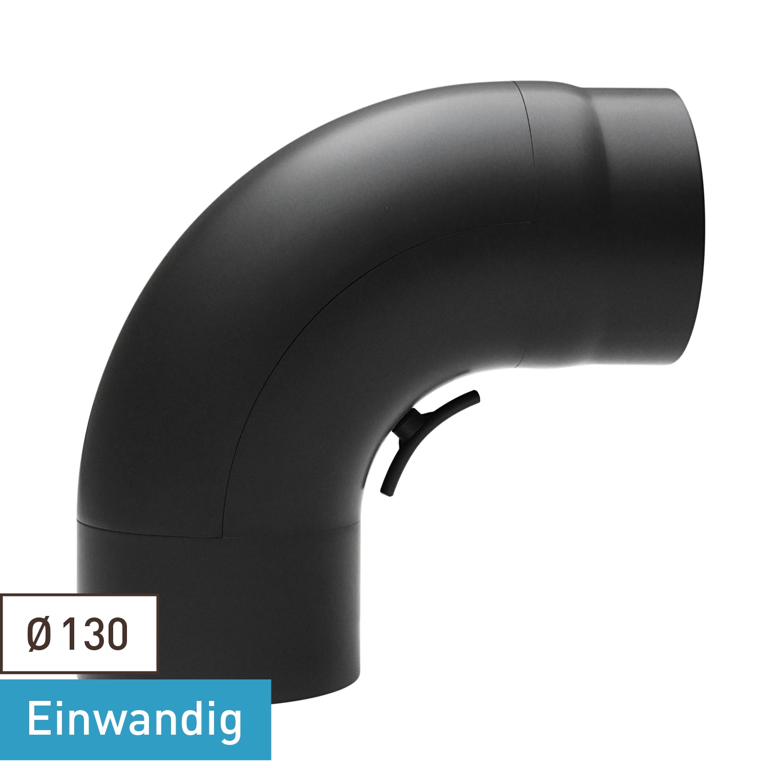 Raik Basic coude de tuyau de fumée 130mm noir 90° étiré avec porte pour tuyau de fumée / conduit de fumée
