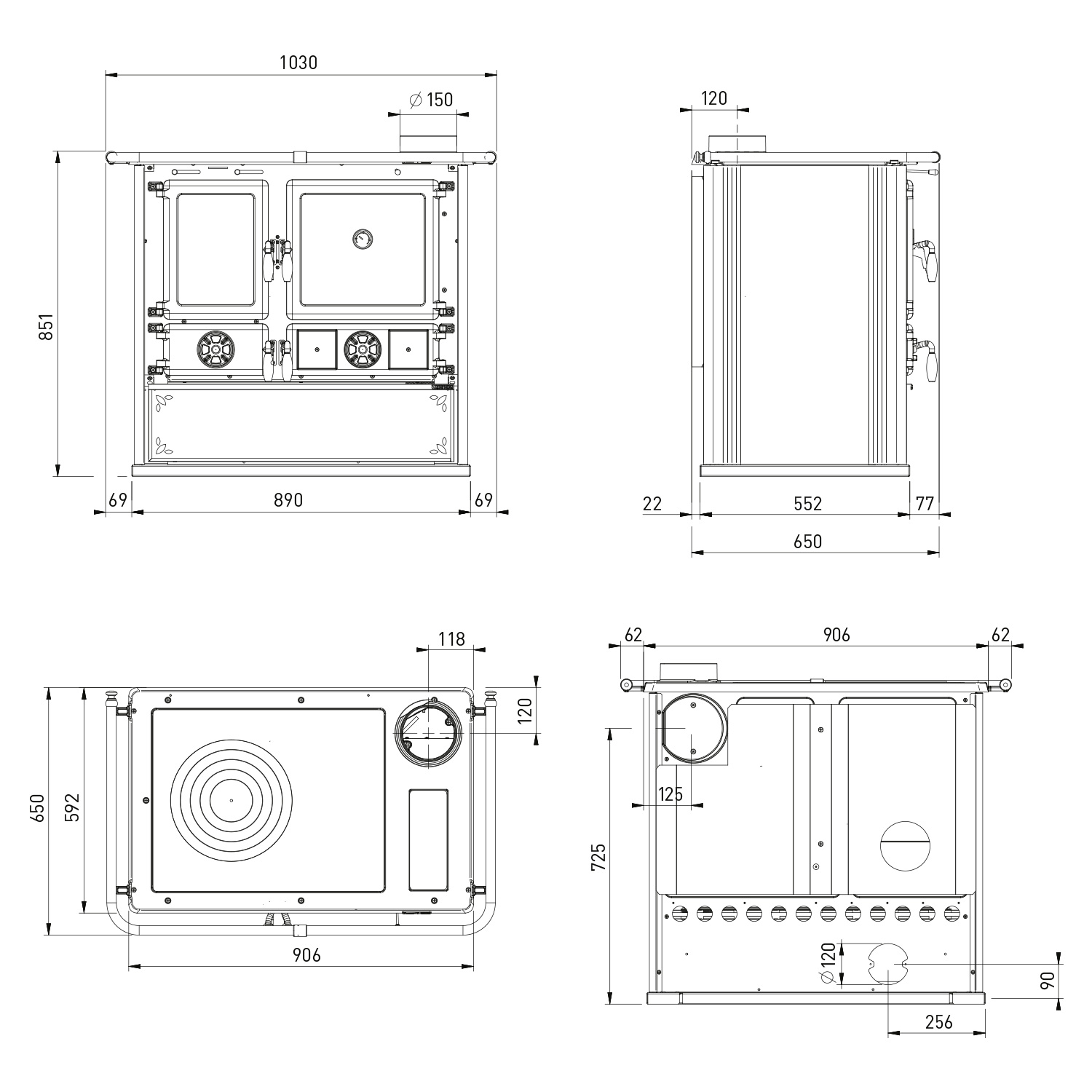 La Nordica Rosa 16 cuisinière à bois acier anthracite-noir