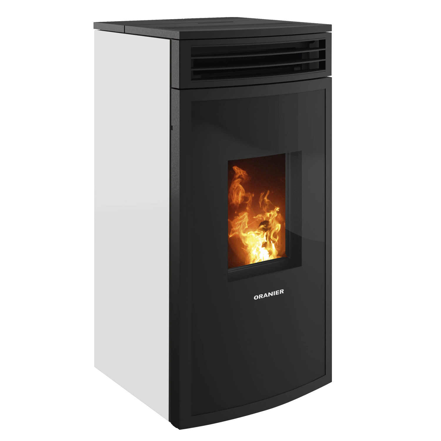Oranier Neta poêle à bois blanc soie raccord arrière