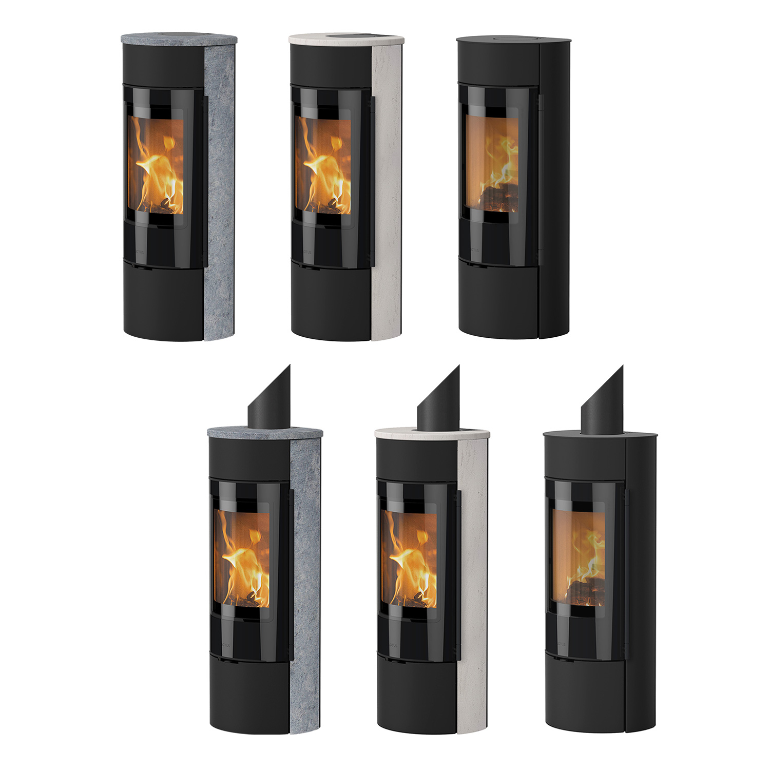 Poêle à bois Lotus Prestige Magic 40 Noir, sortie de fumée par le haut